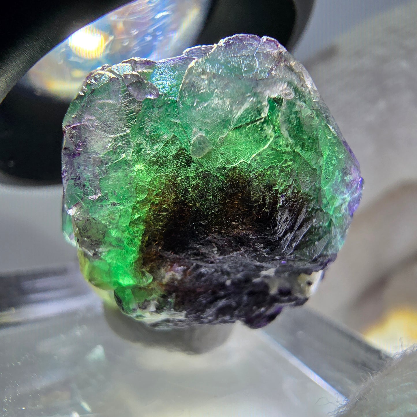 Cube de fluorite fantôme zonal, spécimen de muscovite, Erongo, Namibie, 22 x 20 x 15 mm