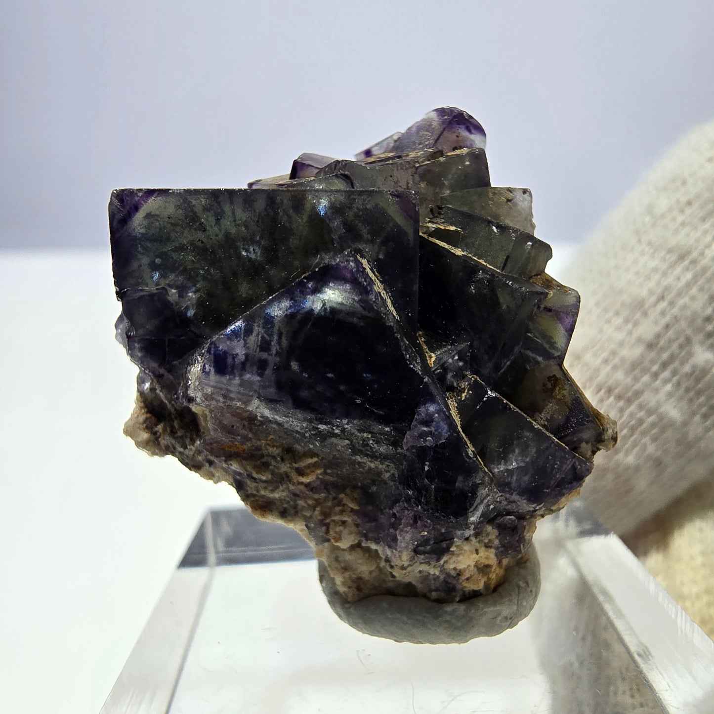 Cube de fluorite fantôme zonal, spécimen d'orthose, Erongo, Namibie, 27 x 26 x 18 mm