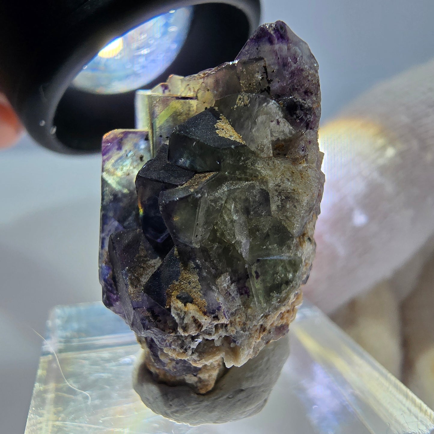 Cube de fluorite fantôme zonal, spécimen d'orthose, Erongo, Namibie, 27 x 26 x 18 mm
