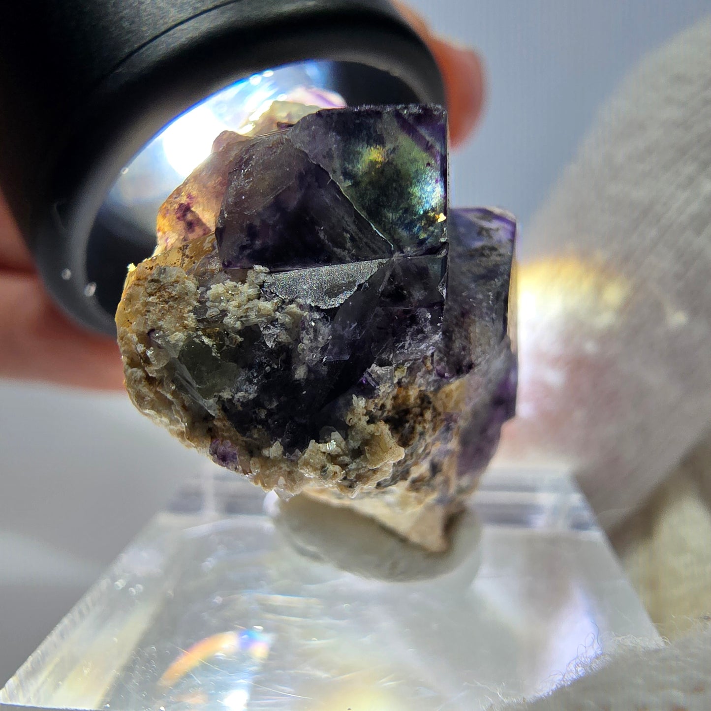 Cube de fluorite fantôme zonal, spécimen d'orthose, Erongo, Namibie, 27 x 26 x 18 mm