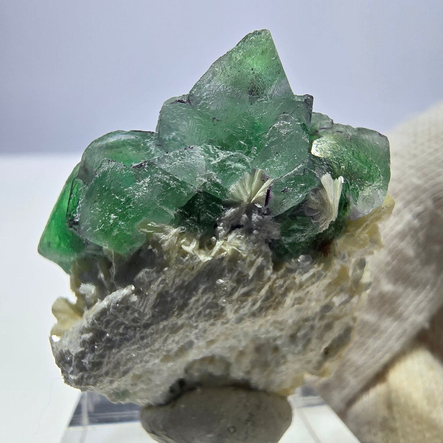 Cube de fluorite fantôme zonal, spécimen de muscovite, Erongo, Namibie, 38 x 30 x 19 mm