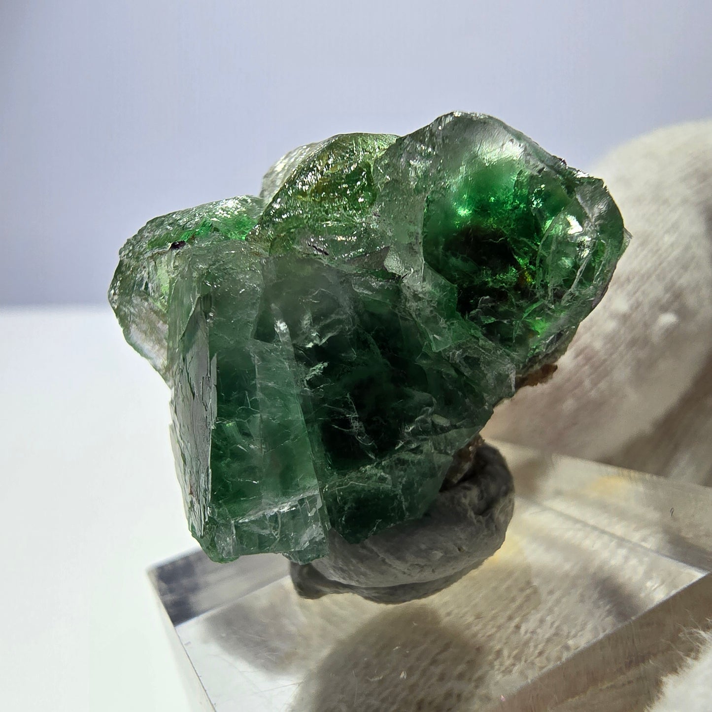 Cube de fluorite fantôme, spécimen de muscovite, Erongo, Namibie, 30 x 23 x 21 mm