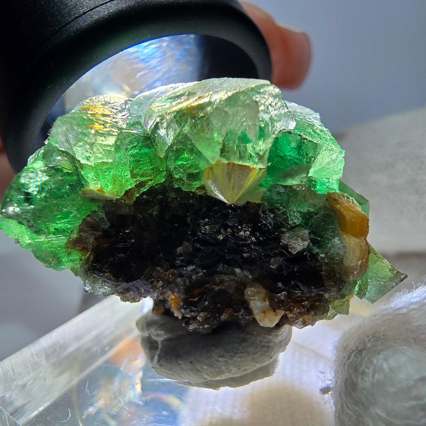 Cube de fluorite fantôme, spécimen de muscovite, Erongo, Namibie, 30 x 23 x 21 mm