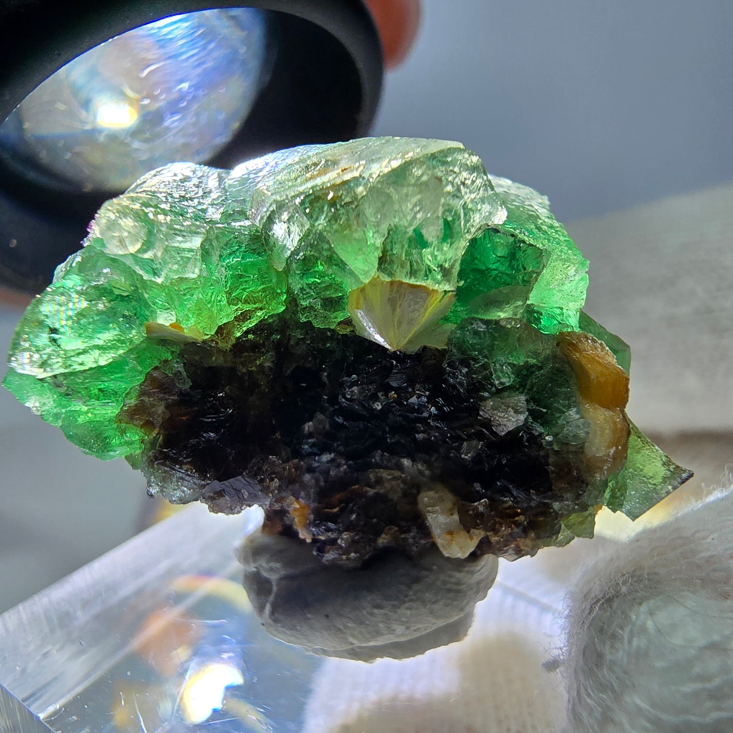 Cube de fluorite fantôme, spécimen de muscovite, Erongo, Namibie, 30 x 23 x 21 mm