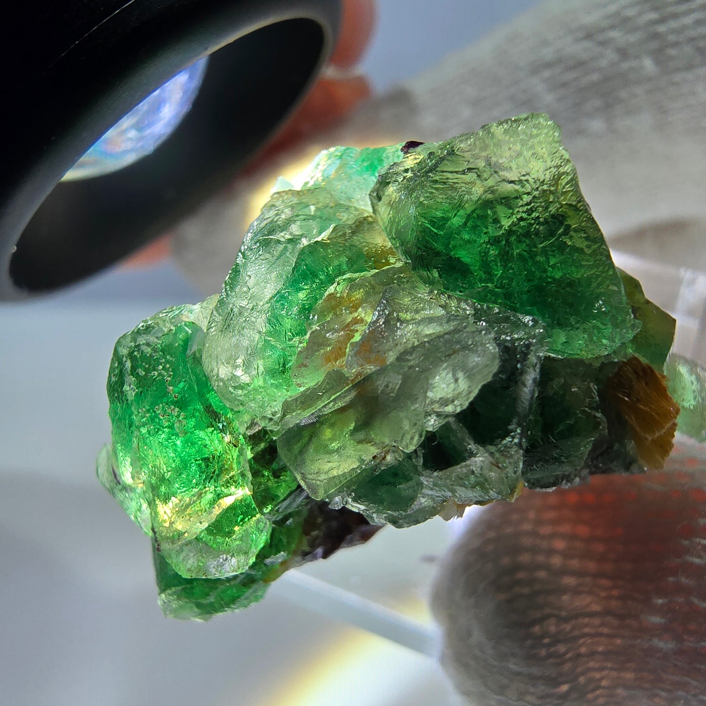 Cube de fluorite fantôme, spécimen de muscovite, Erongo, Namibie, 30 x 23 x 21 mm