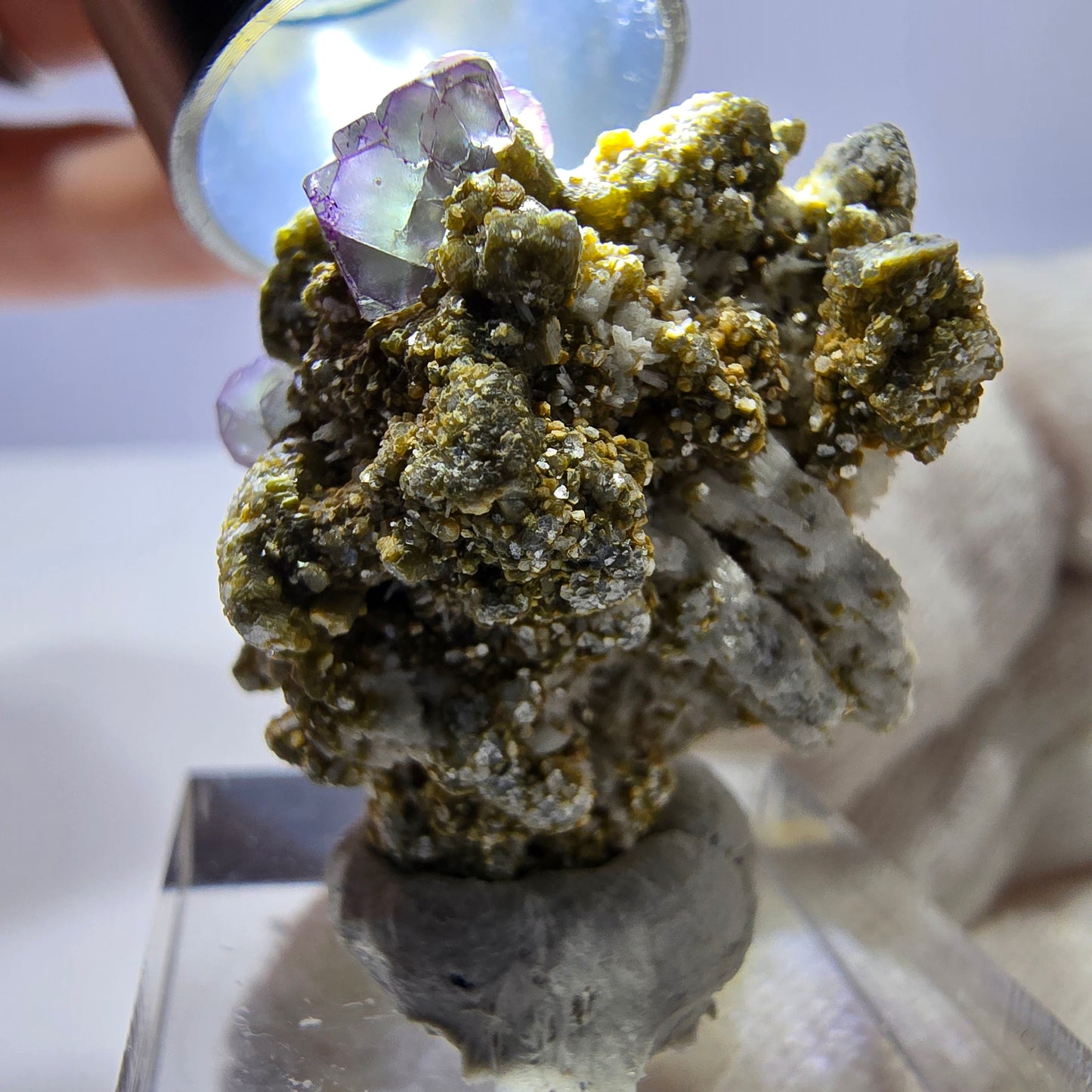 Cube de fluorite fantôme zonal, spécimen de muscovite, Erongo, Namibie, 27 x 25 x 23 mm