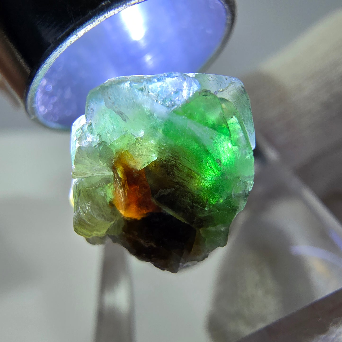 Cube de fluorite fantôme, spécimen de tourmaline scholle muscovite, Erongo, Namibie, 30 x 16 x 15 mm