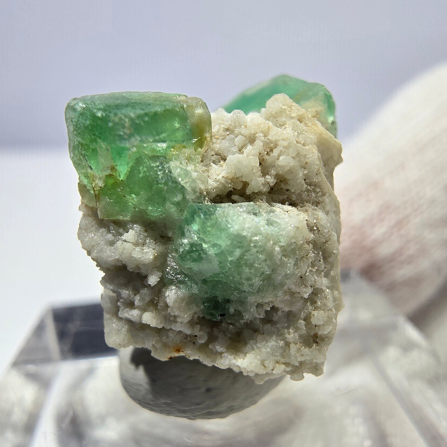Spécimen de tourmaline Schorl et d'orthose cubique de fluorite fantôme, Erongo, Namibie, 20 x 17 x 16 mm