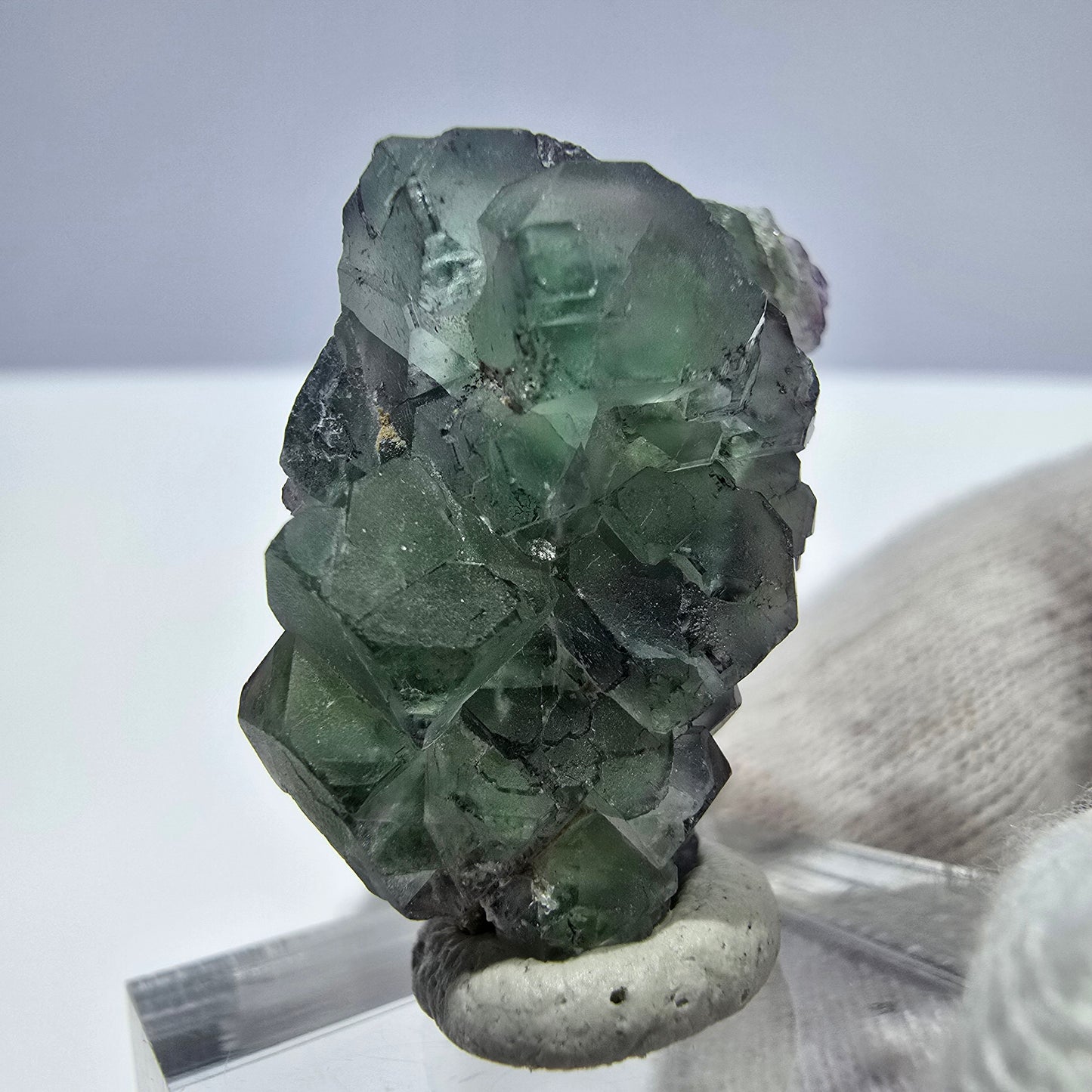 Spécimen de cube de fluorite fantôme zonal, de muscovite et de tourmaline Schorl, Erongo, Namibie, 30 x 22 x 20 mm