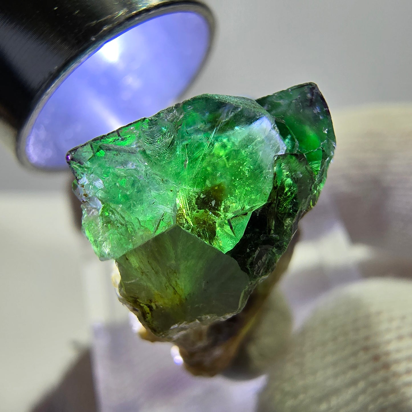 Cube de fluorite fantôme zonal, tourmaline hyalite muscovite Schörl, Erongo, Namibie 24 x 22 x 11 mm