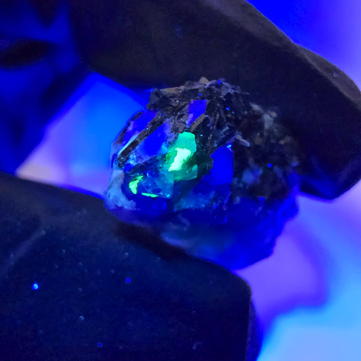 Cube de fluorite fantôme zonal, tourmaline muscovite Schörl hyalite Erongo, Namibie 21 x 15 x 15 mm