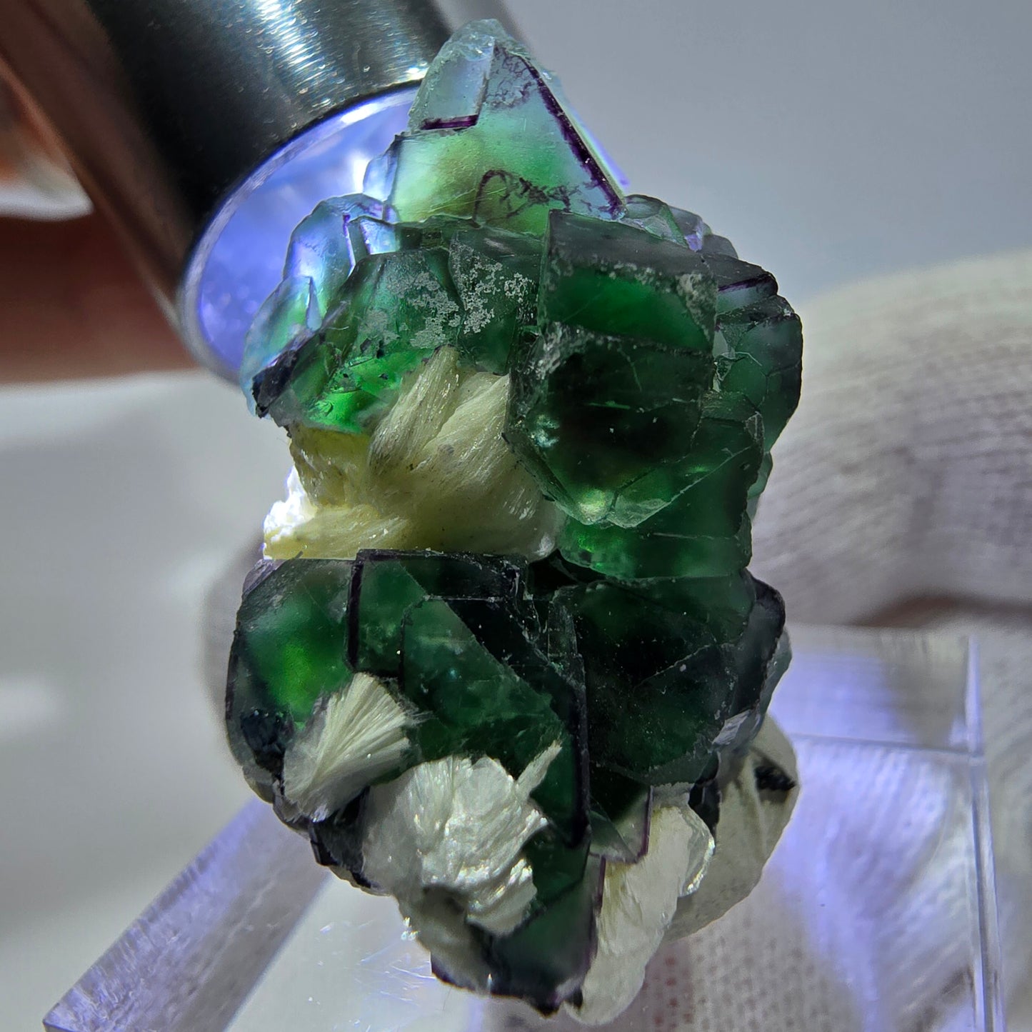 Fluorite fantôme zonale, muscovite, tourmaline Schörl, quartz fumé Erongo, Namibie 31*18*13mm