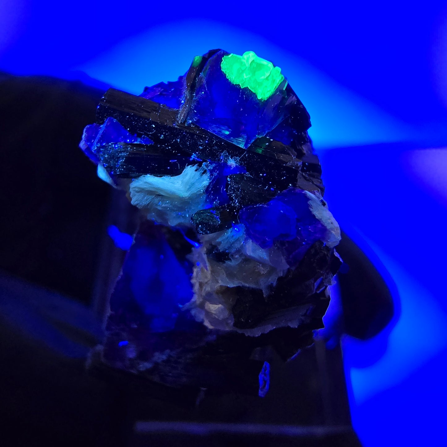 Cubes de fluorite fantôme colorés, tourmaline scholle muscovite hyalite, Erongo, Namibie, 36 x 24 x 15 mm