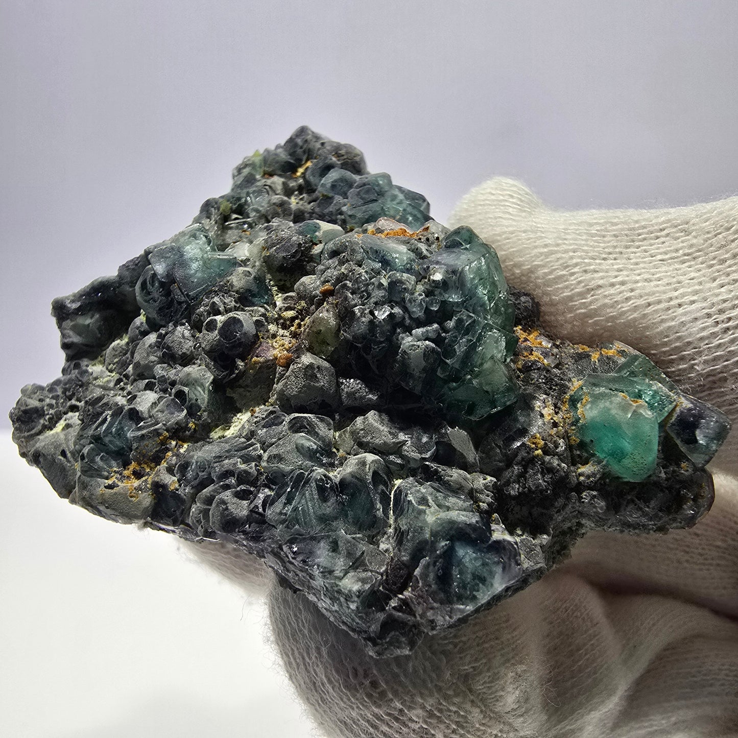 Cube de fluorite fantôme zonal, spécimen de tourmaline Schorl, Erongo, Namibie, 59 x 47 x 23 mm
