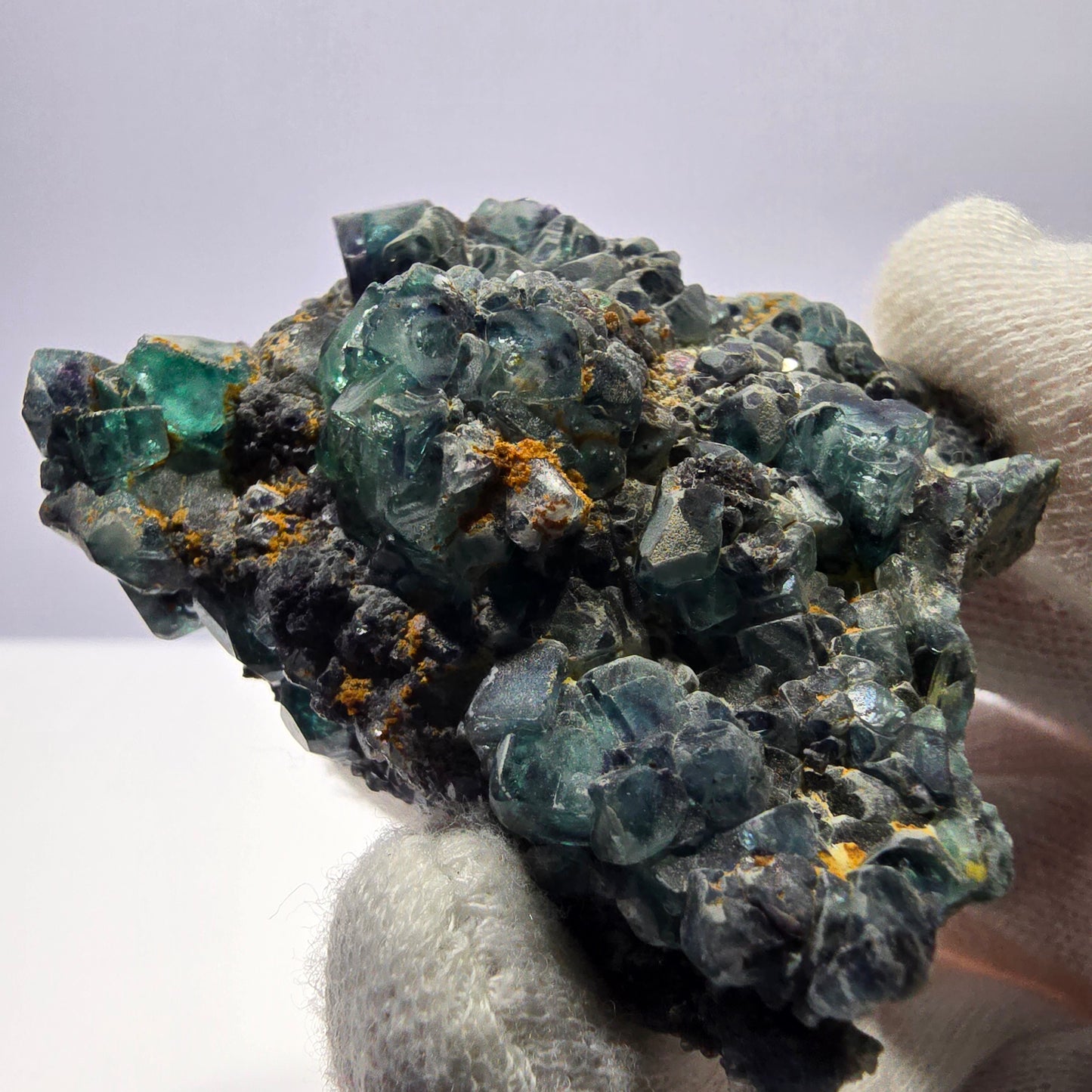 Cube de fluorite fantôme zonal, spécimen de tourmaline Schorl, Erongo, Namibie, 59 x 47 x 23 mm