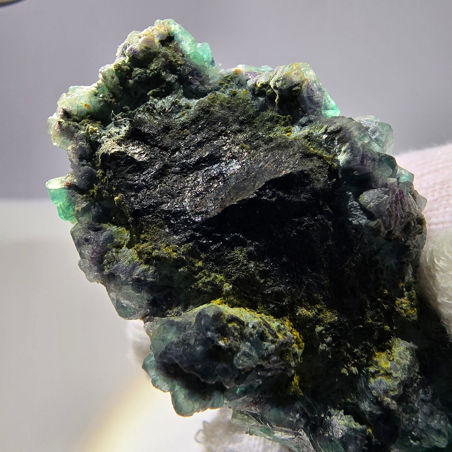 Cube de fluorite fantôme zonal, spécimen de tourmaline Schorl, Erongo, Namibie, 72 x 33 x 31 mm