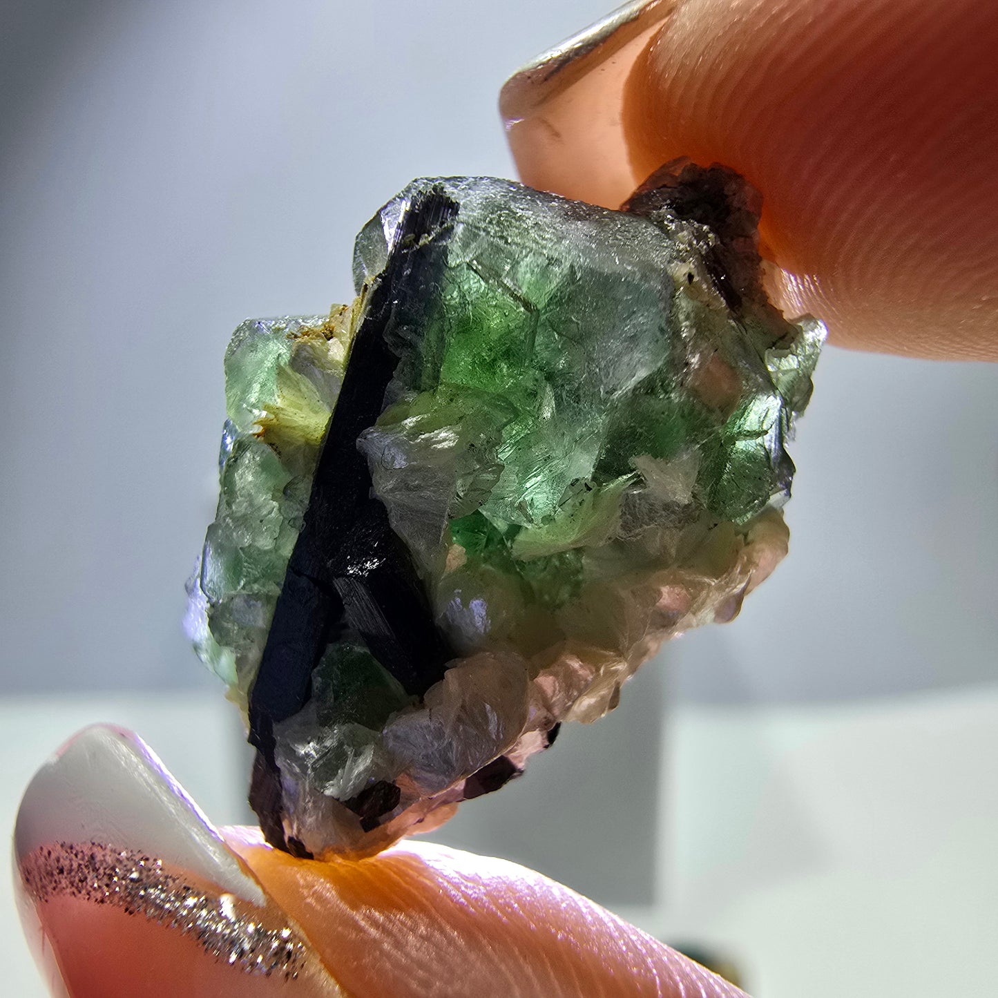Lot de 16 Fluorite Fantôme, Hyalite Tourmaline Schörl Moscovite Steps Erongo, Namibie