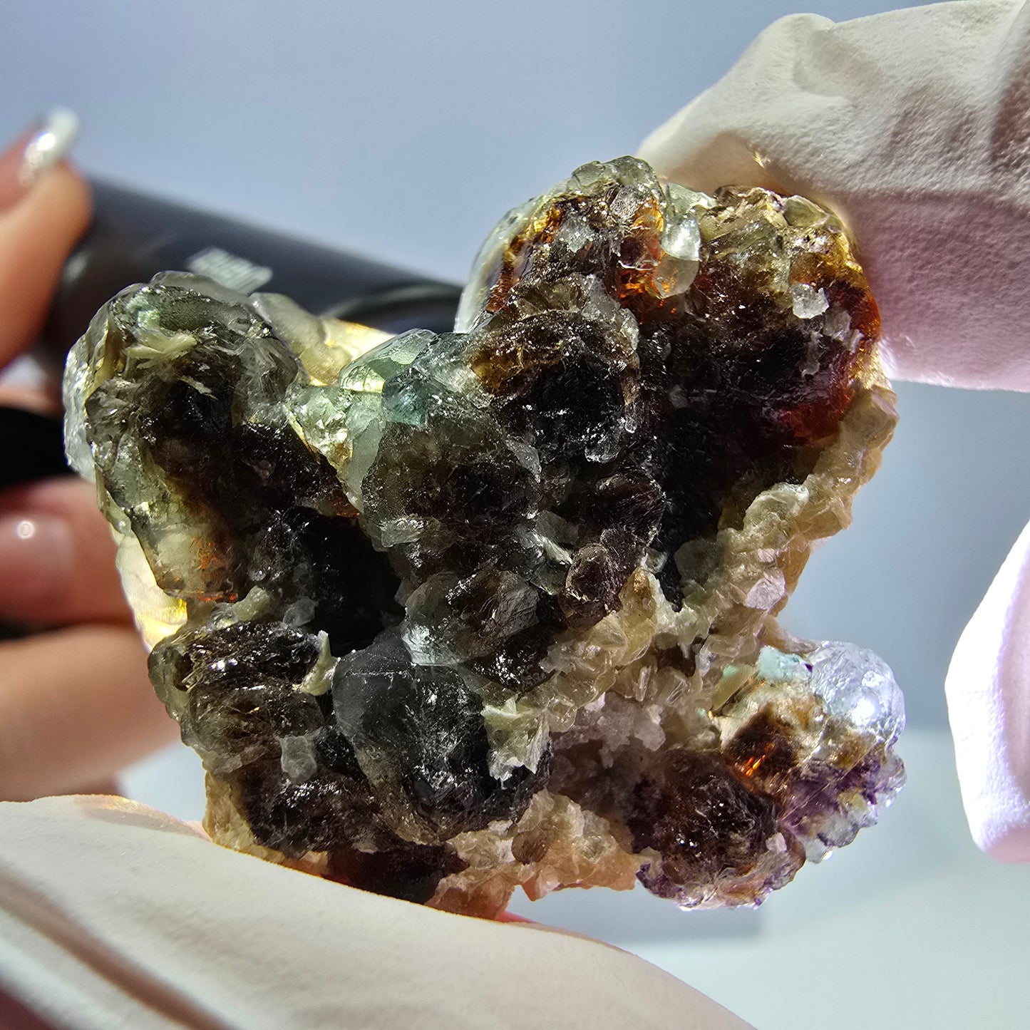 Cube de fluorite fantôme, spécimen de muscovite, Erongo, Namibie, 33 x 35 x 23 mm
