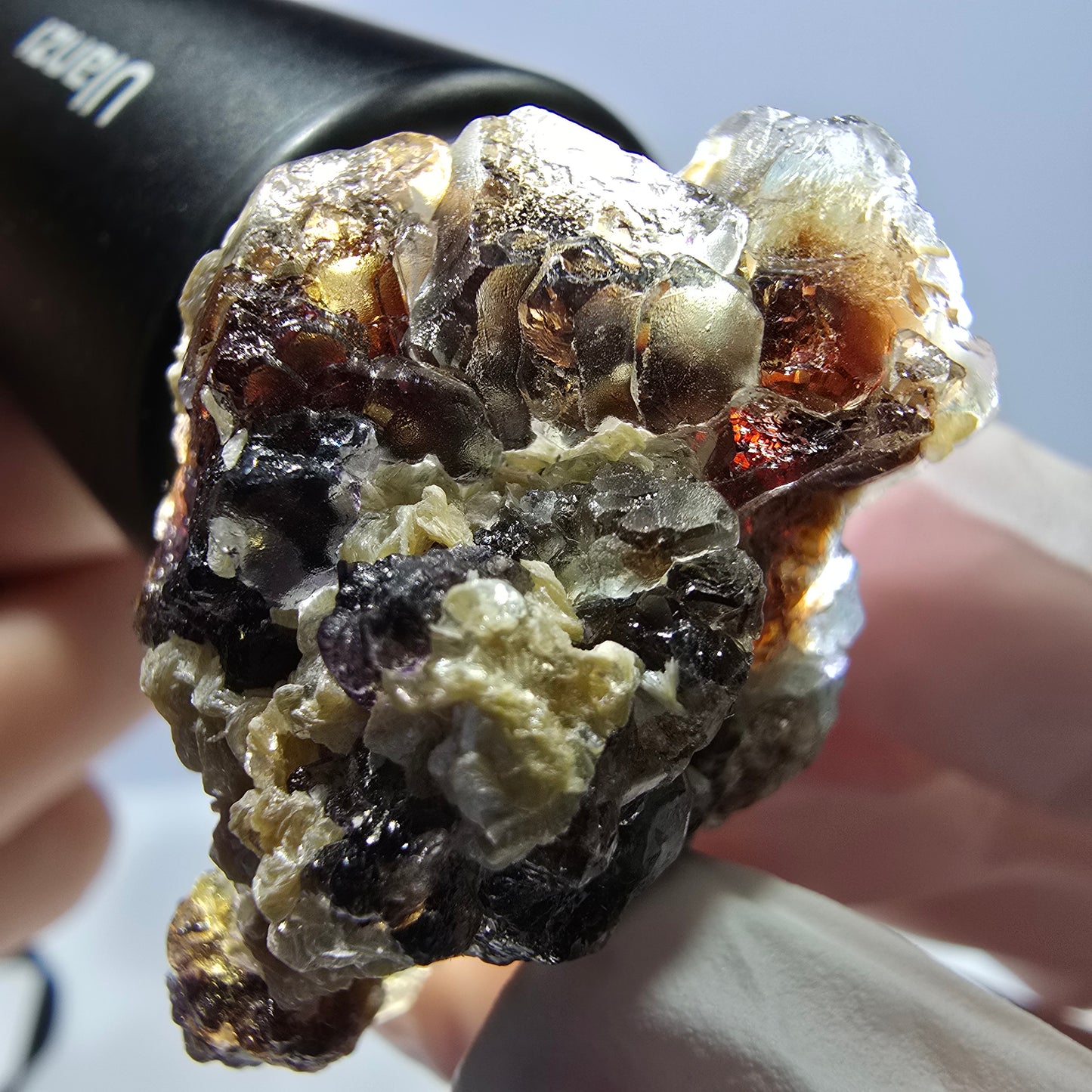 Cube de fluorite fantôme, spécimen de muscovite, Erongo, Namibie, 33 x 35 x 23 mm