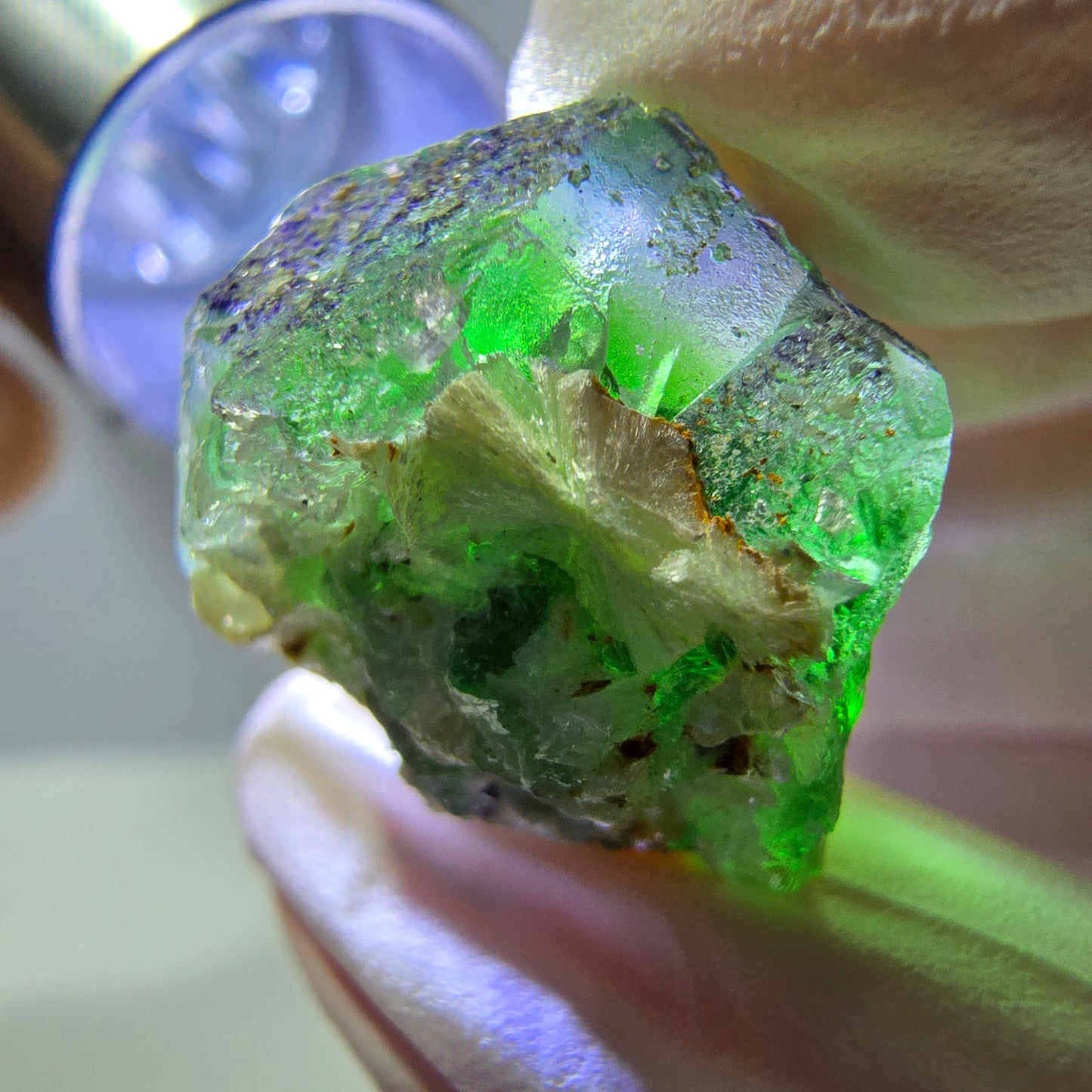 Cube de fluorite fantôme, spécimen de muscovite, Erongo, Namibie, 19 x 16 x 16 mm