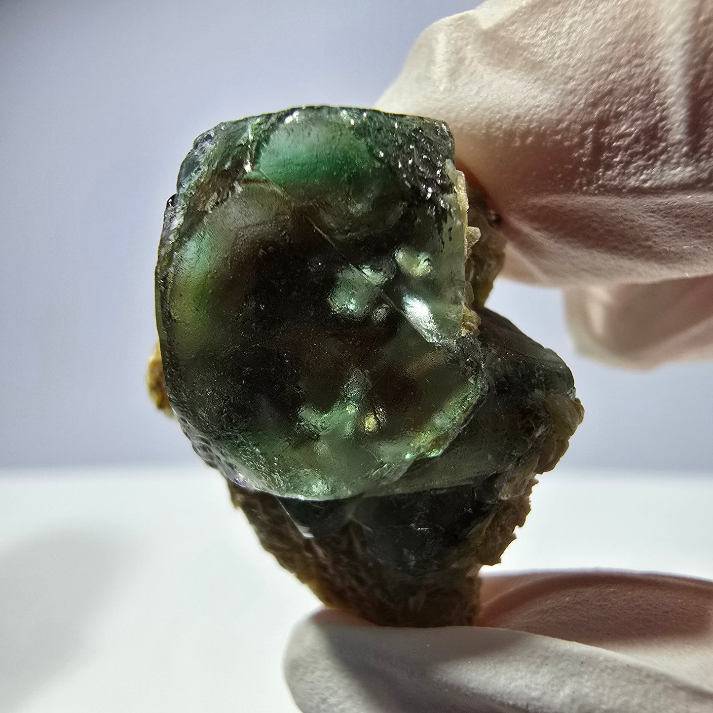 Cube de fluorite fantôme, spécimen de muscovite, Erongo, Namibie, 26 x 20 x 13 mm
