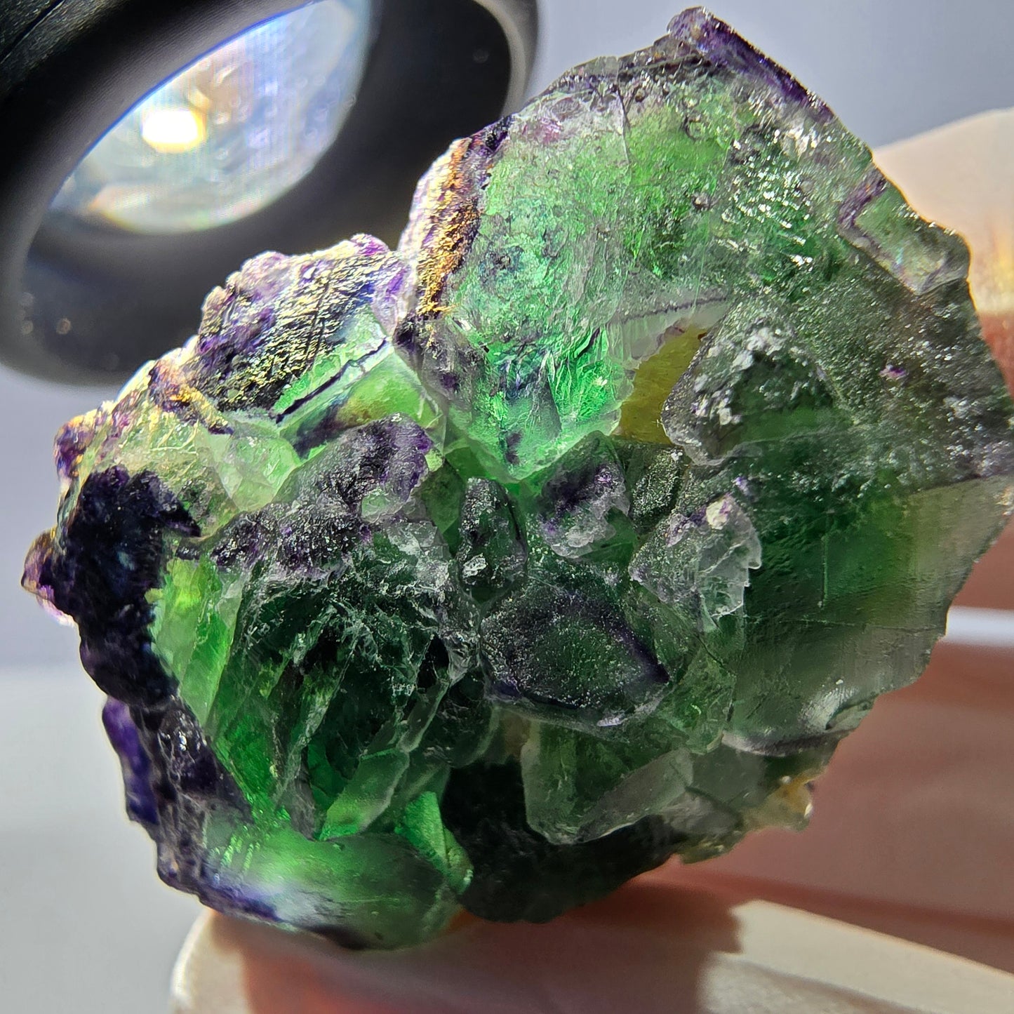 Cube de fluorite fantôme, zonal, muscovite, spécimen de tourmaline Schorl, Erongo, Namibie, 43 x 30 x 28 mm