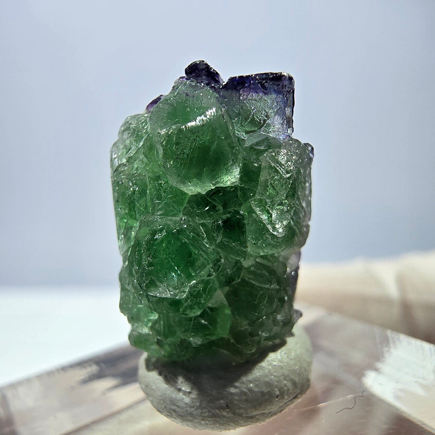 Cube de fluorite fantôme, zonal, spécimen de tourmaline Schorl, Erongo, Namibie, 18 x 12 x 12 mm