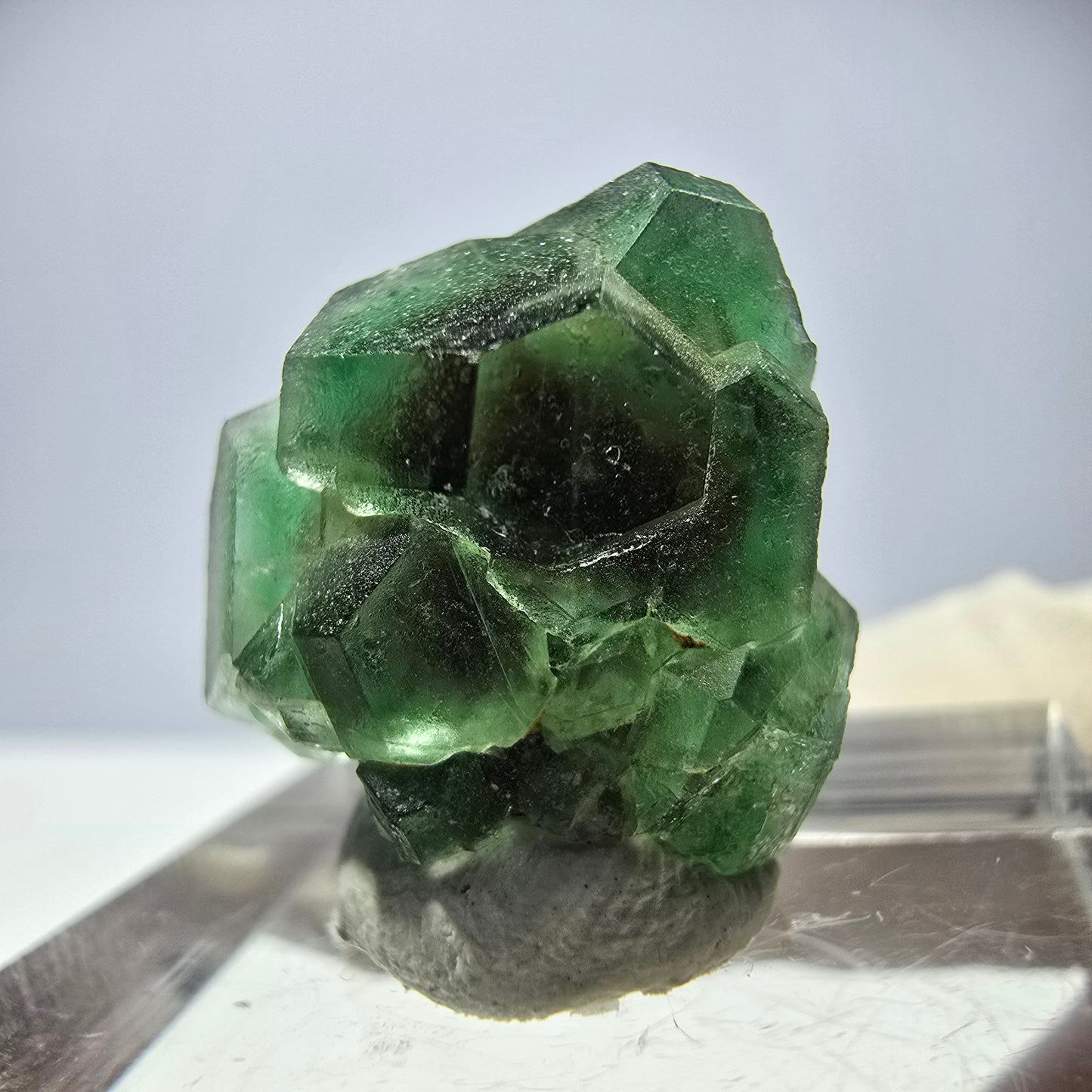 Cube hexagonal de fluorite fantôme, tourmaline Schorl d'Erongo, Namibie 17 x 16 x 13 mm