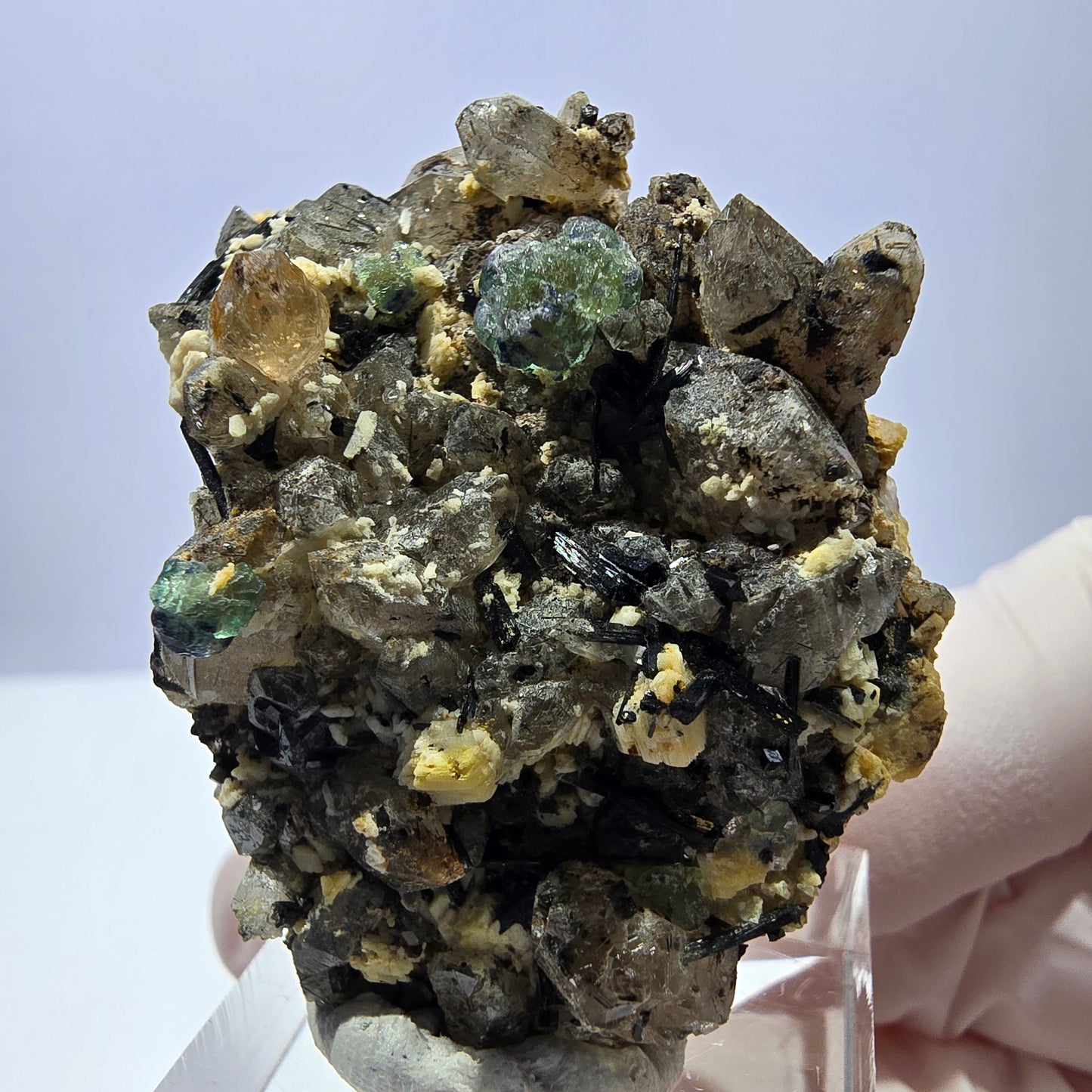Phantom Fluorit Würfel Rauchqaurz Schörl Turmalin Muskovit Erongo, Namibia 44*34*26mm