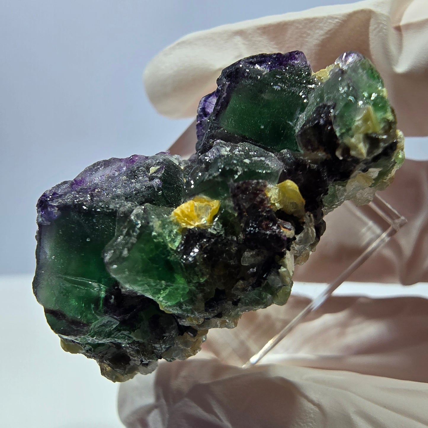 Cube de fluorite fantôme, zonal, muscovite, spécimen de tourmaline Schorl, Erongo, Namibie, 40 x 27 x 21 mm