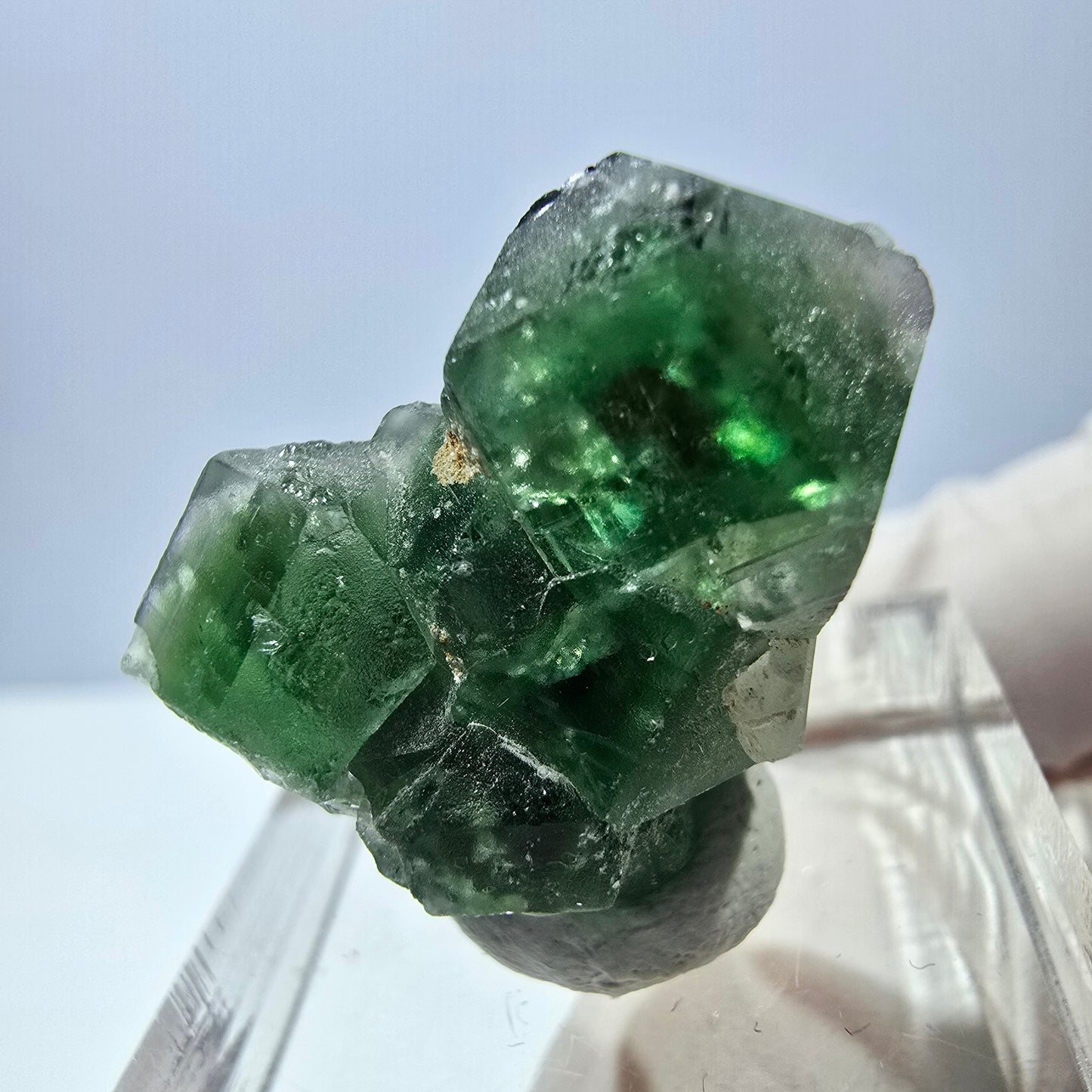 Spécimen de quartz fumé muscovite, cube de fluorite fantôme, Erongo, Namibie, 22 x 18 x 11 mm