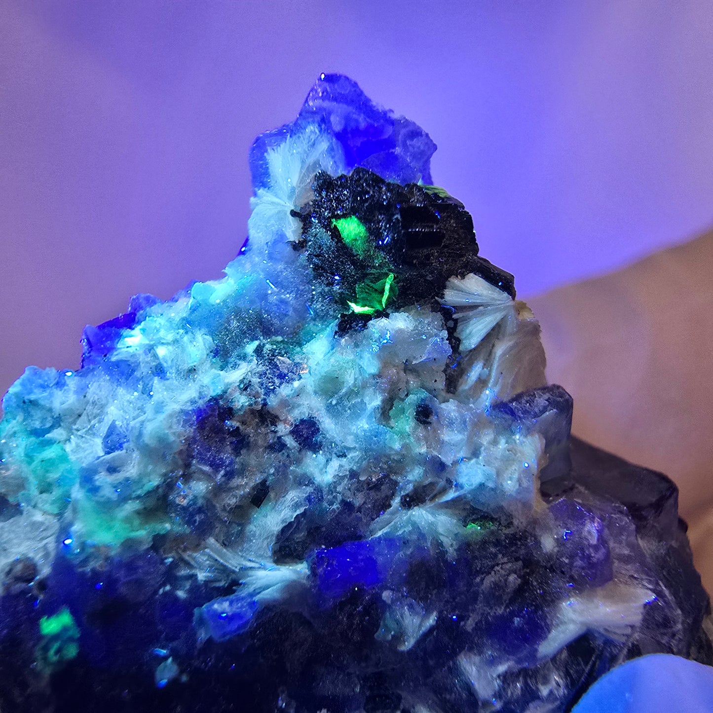 Cube de fluorite fantôme, spécimen de tourmaline scholle muscovite hyalite, Erongo, Namibie, 42 x 36 x 28 mm