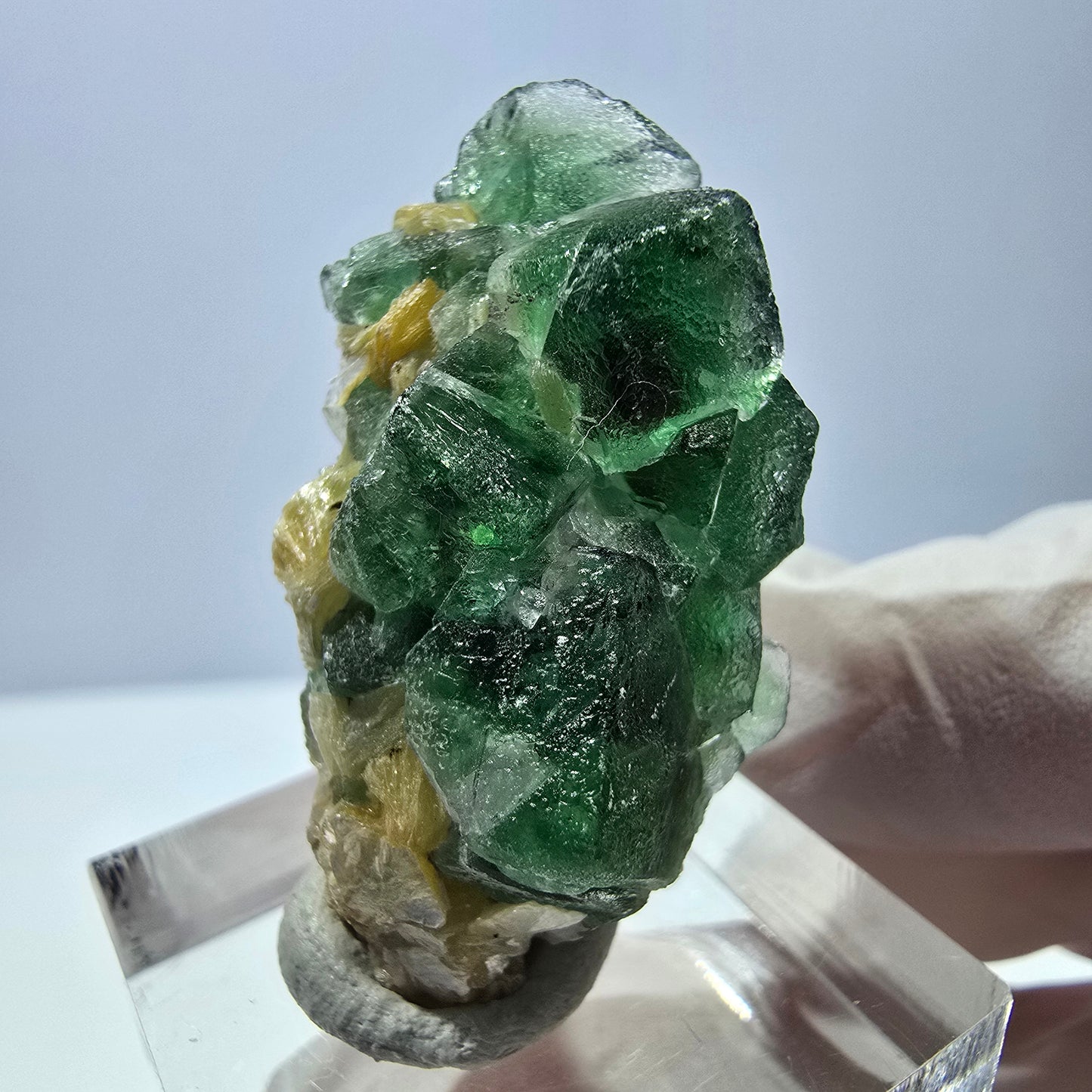 Cube de fluorite fantôme, spécimen de muscovite, Erongo, Namibie, 36 x 19 x 16 mm