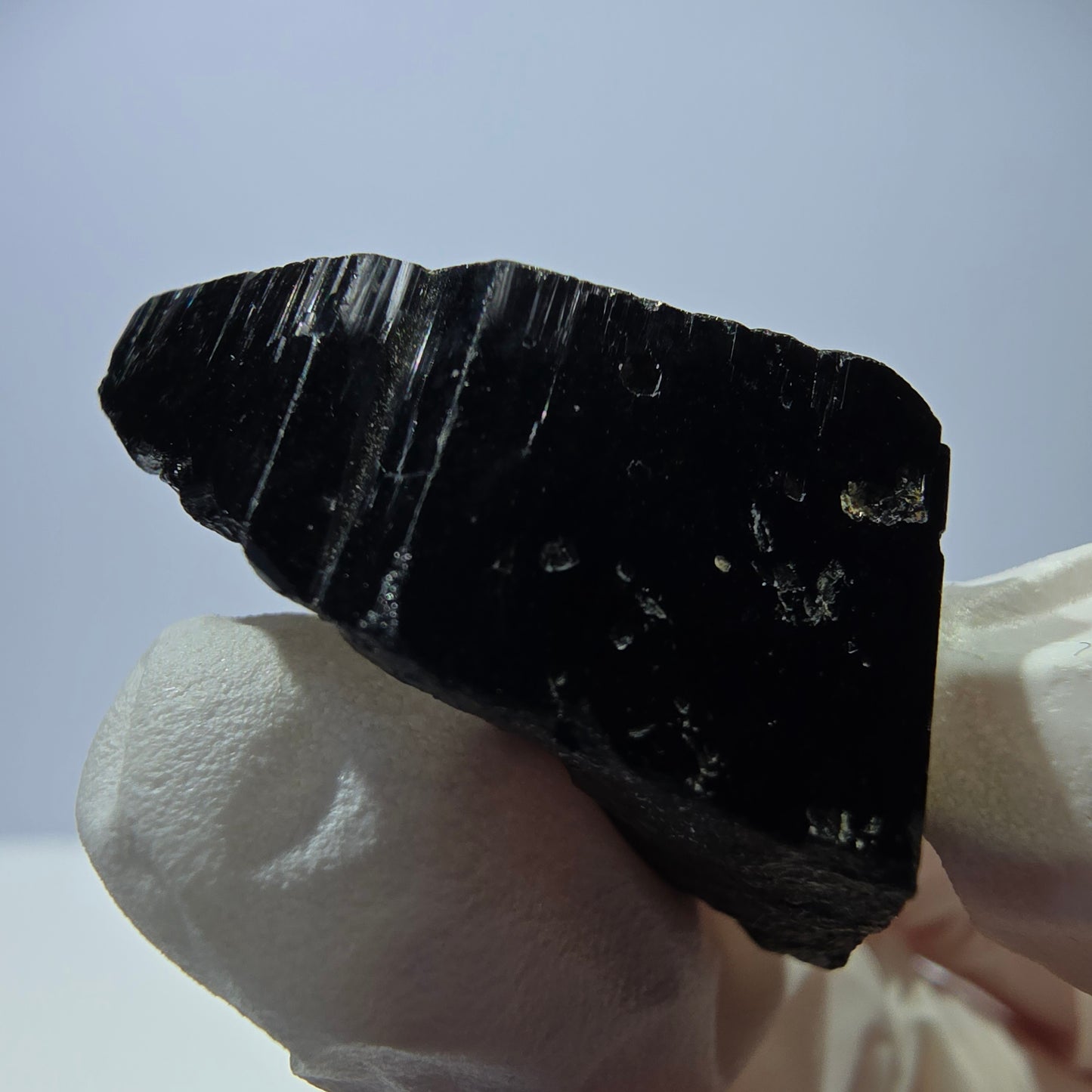 Cristal de tourmaline Schorl étoilée rare, Erongo noir, Namibie, 29 x 27 x 17 mm