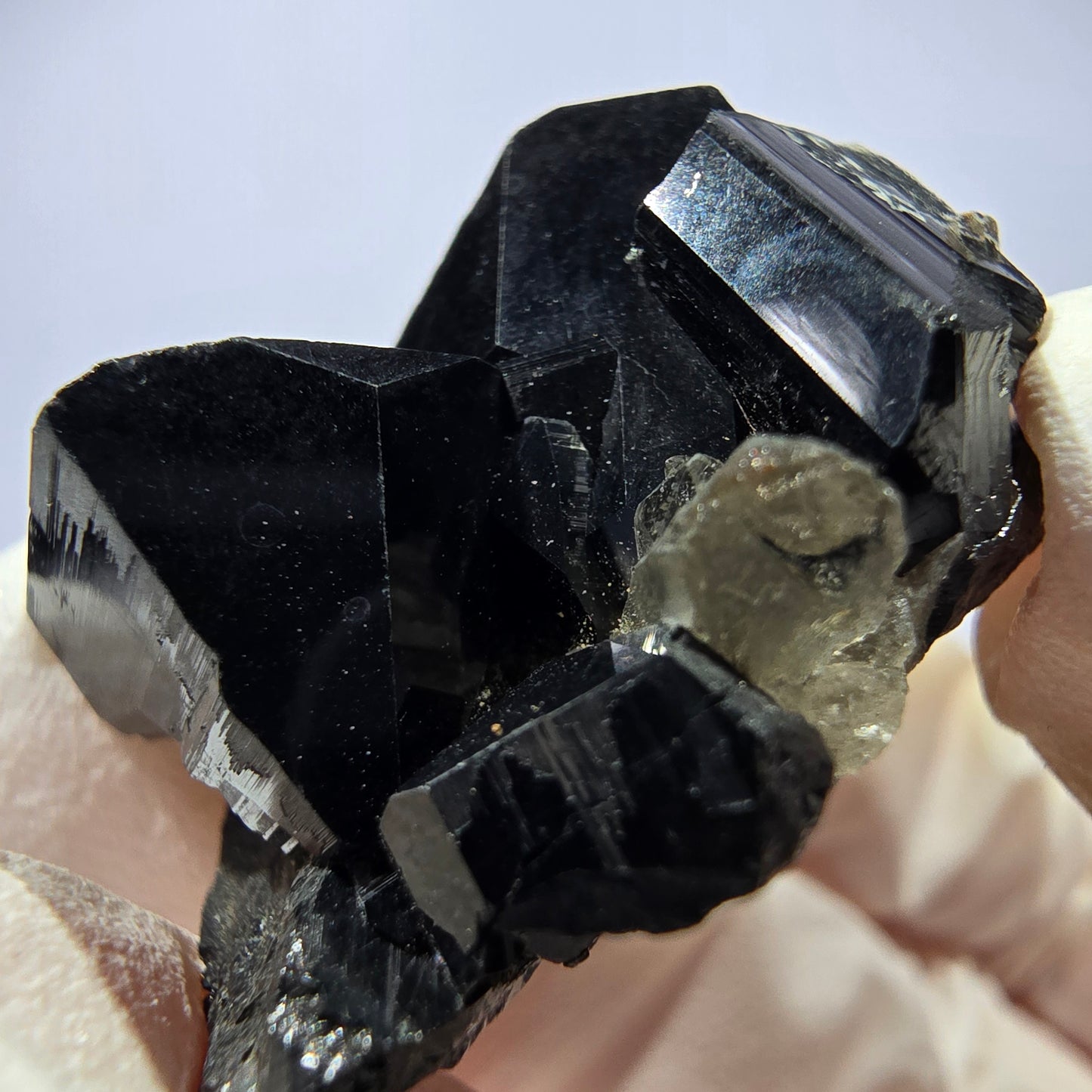Sym. Tourmaline Schörl, quartz fumé, stade hyalite Erongo, Namibie 34*27*15mm