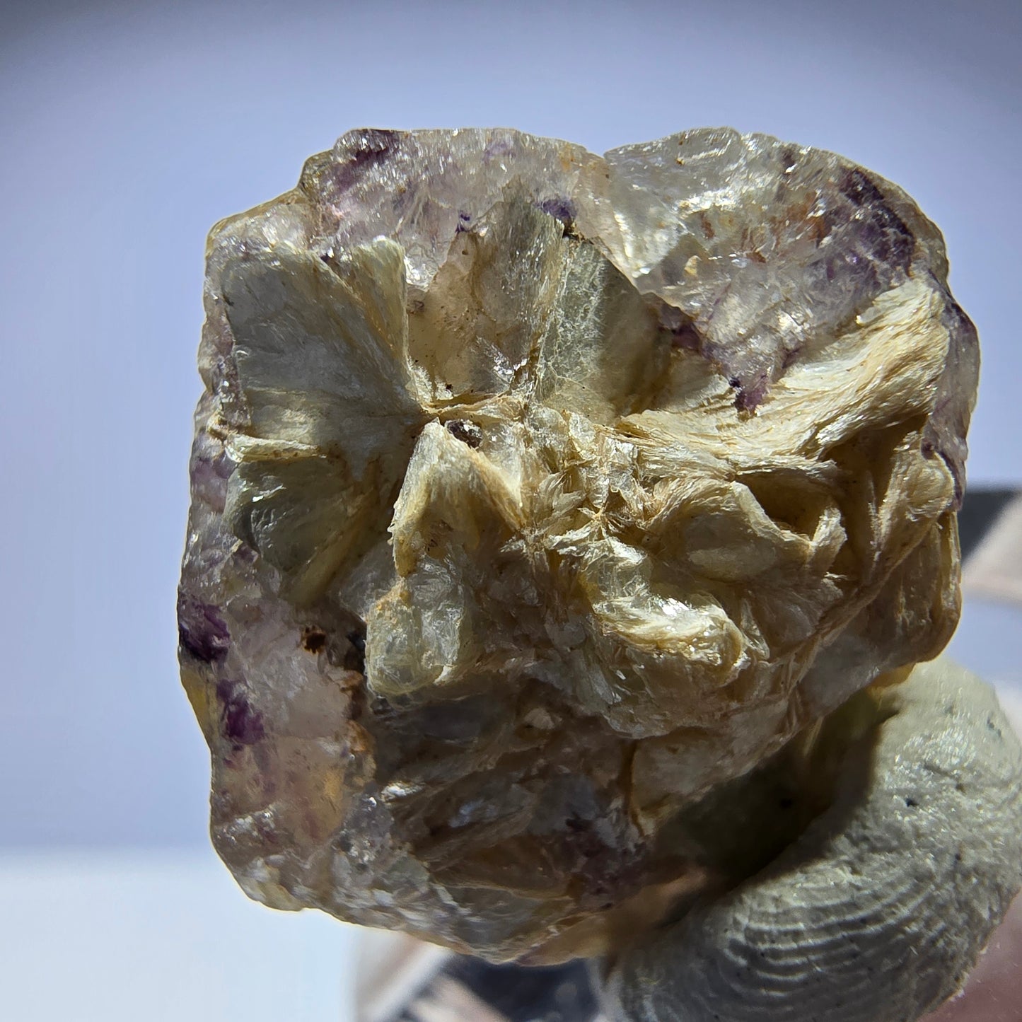 Cube de fluorite fantôme, zonal, spécimen de muscovite, Erongo, Namibie, 20 x 18 x 14 mm