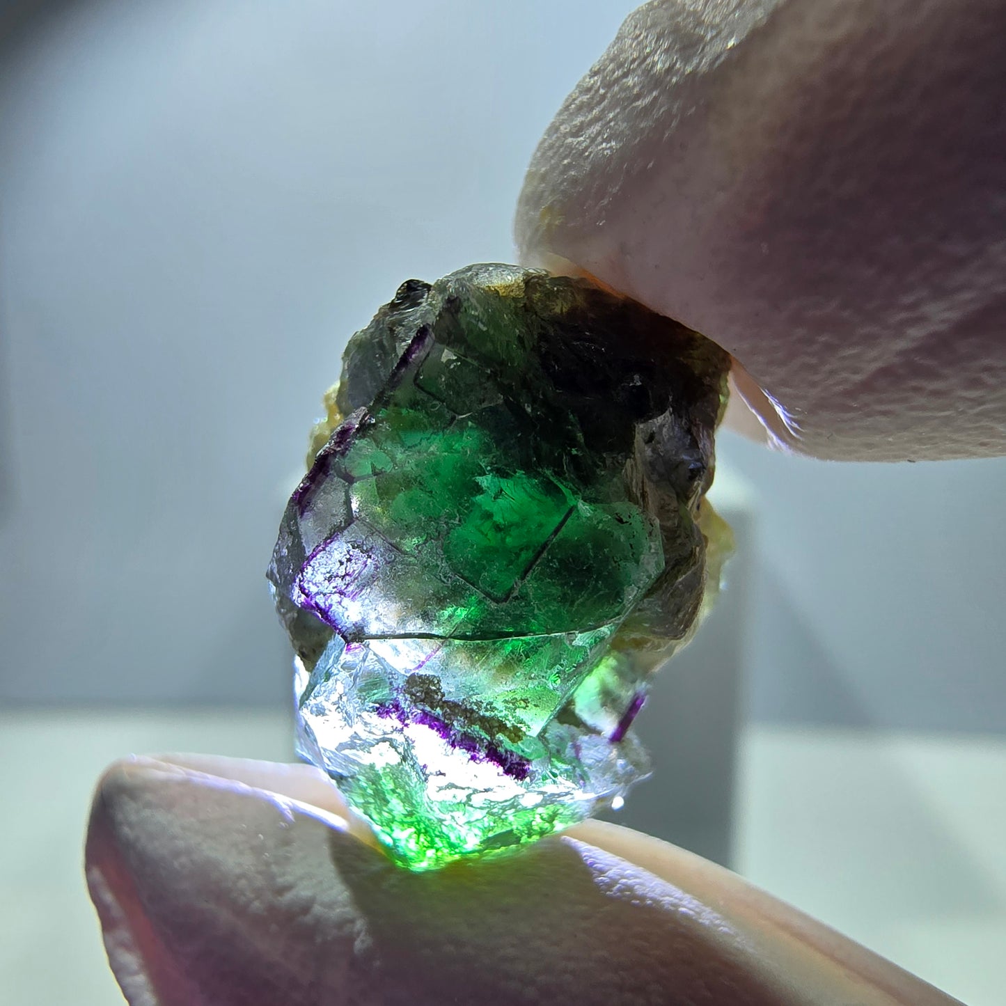 Lot de 7 fluorites fantômes, tourmalines scholl, muscovites, Erongo, Namibie, 24-14 mm
