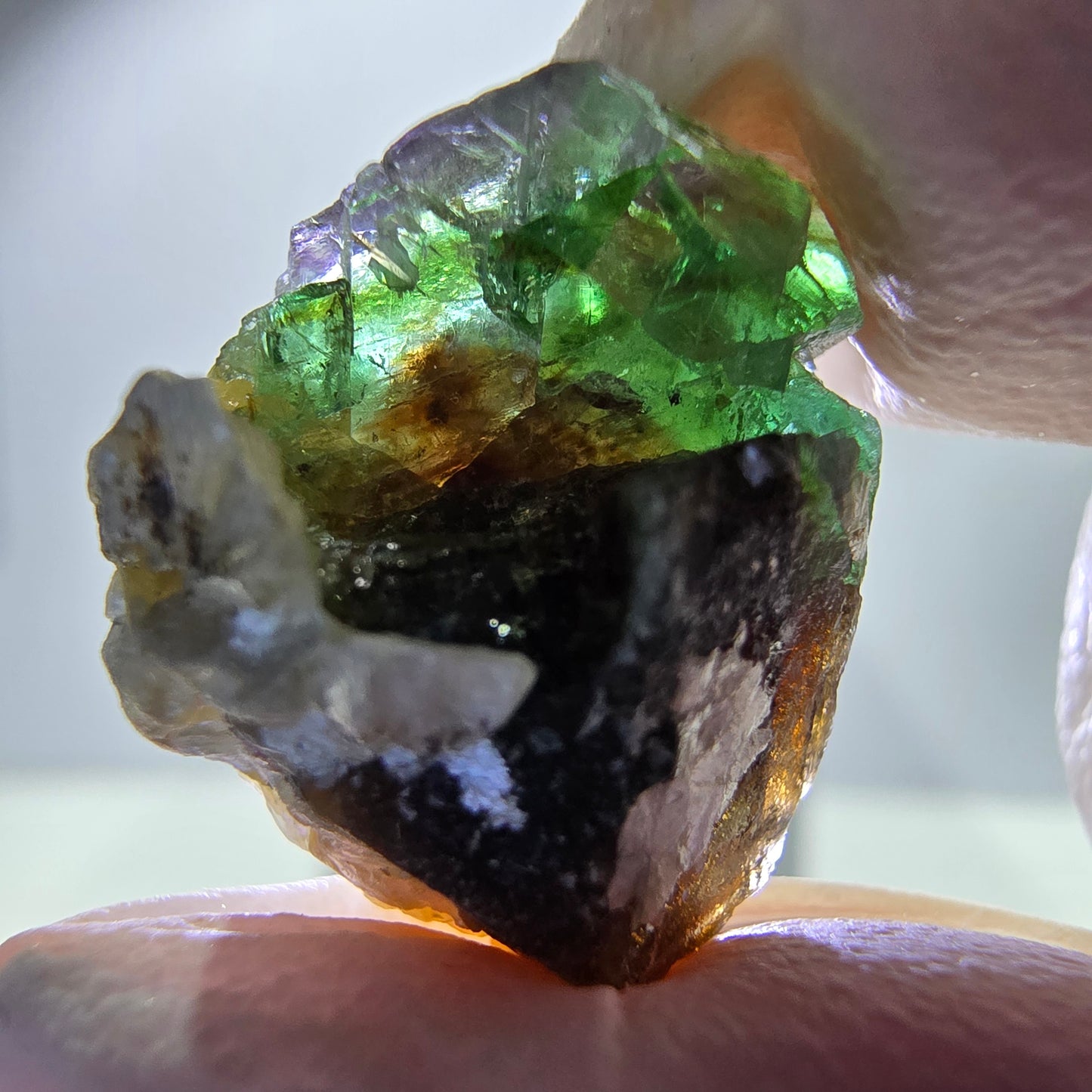 Lot de 7 fluorites fantômes, tourmalines scholl, muscovites, Erongo, Namibie, 24-14 mm