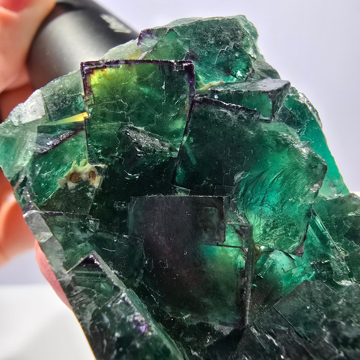Cube de fluorite fantôme vert étagé, Okorusu, Namibie, 80 x 36 x 20 mm