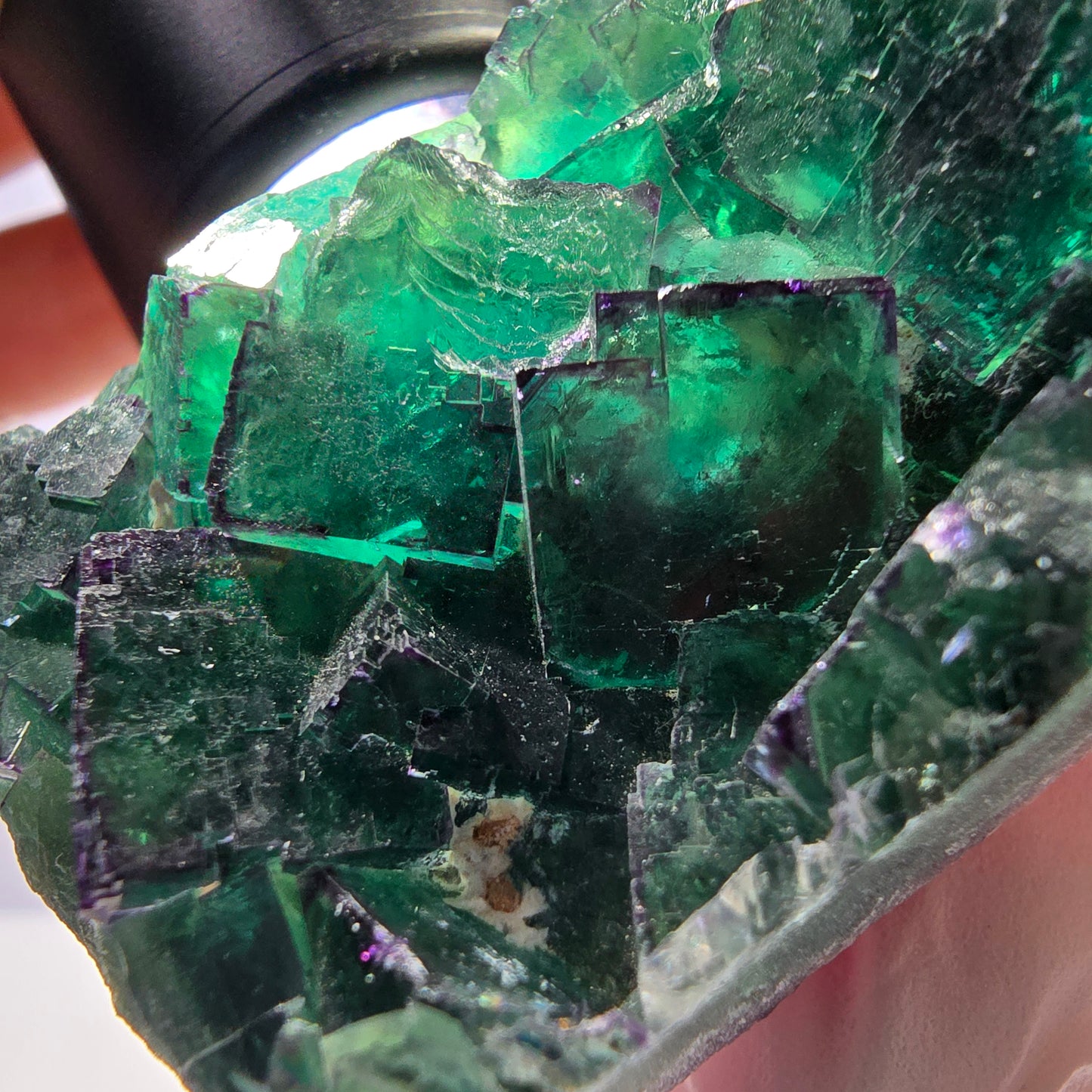 Cube de fluorite fantôme vert étagé, Okorusu, Namibie, 80 x 36 x 20 mm