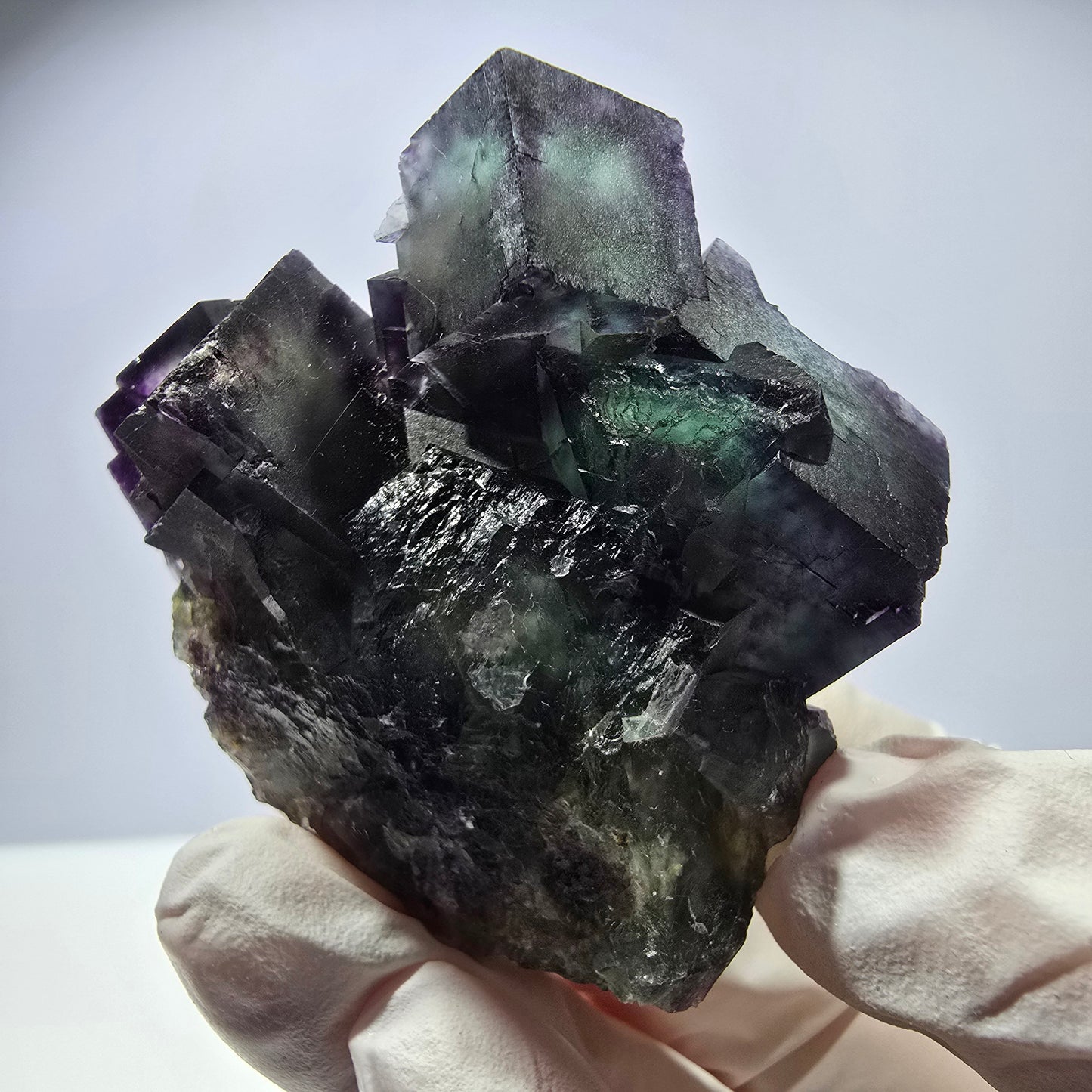 Spécimen de cube de fluorite fantôme, parqueté, zonal Okorusu, Namibie 49*45*27mm