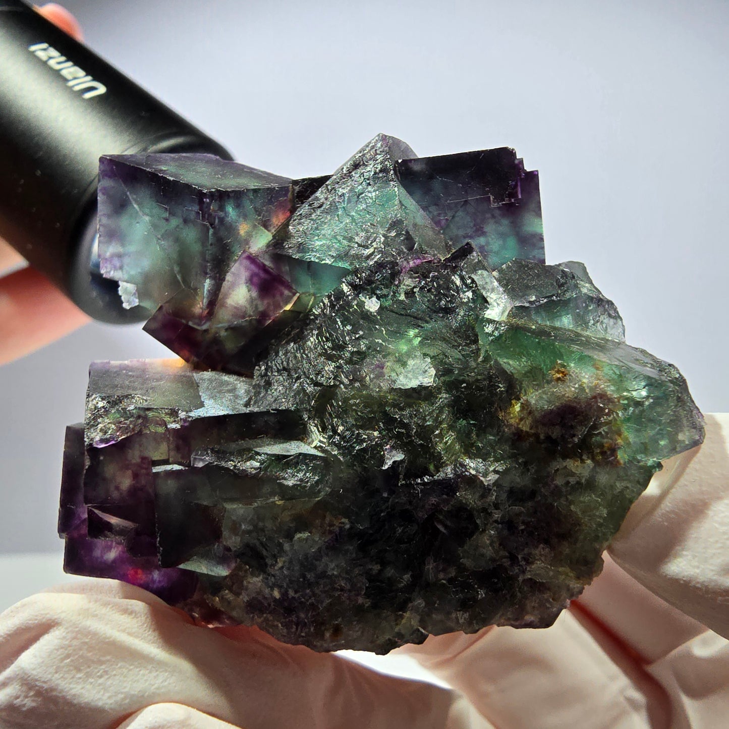 Spécimen de cube de fluorite fantôme, parqueté, zonal Okorusu, Namibie 49*45*27mm
