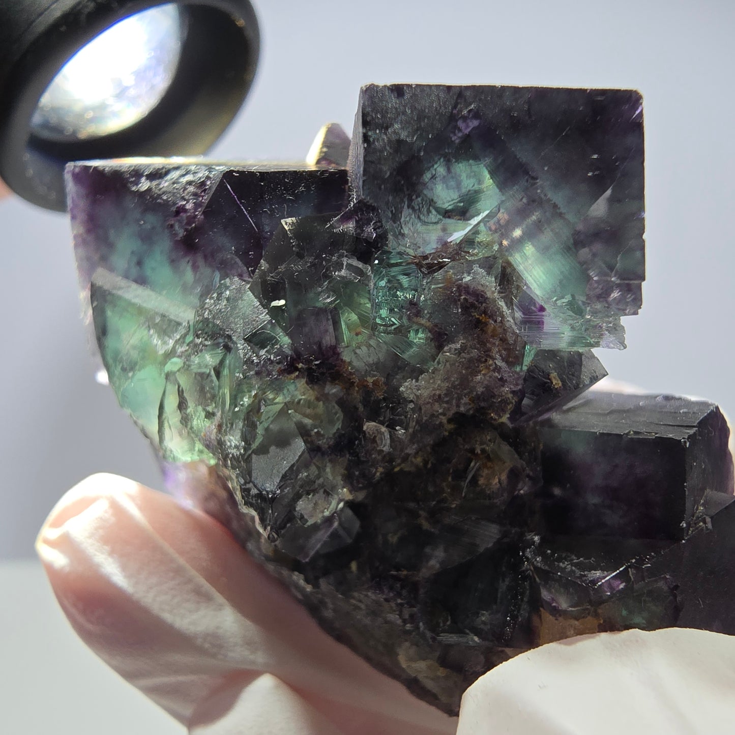 Spécimen de cube de fluorite fantôme, parqueté, zonal Okorusu, Namibie 49*45*27mm