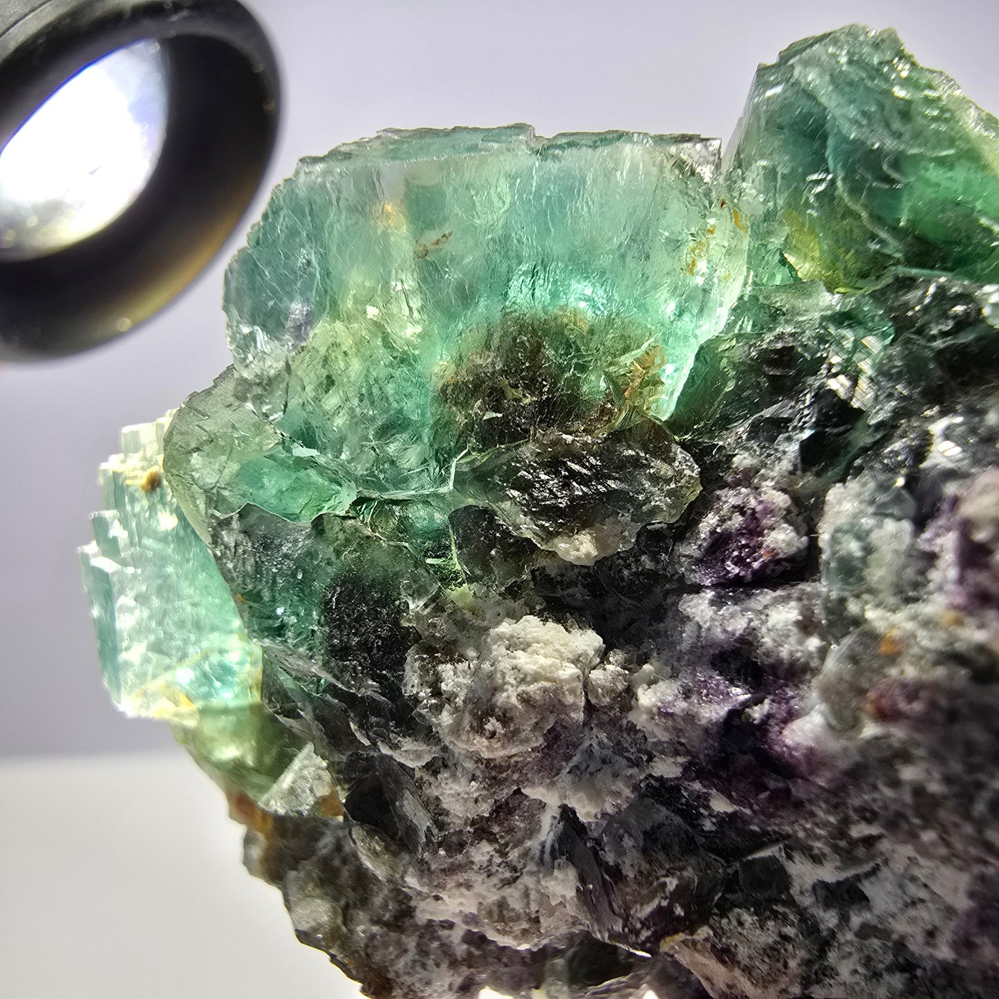 Rare spécimen de cube de fluorite fantôme, parqueté vert Okorusu, Namibie, 61 x 42 x 37 mm