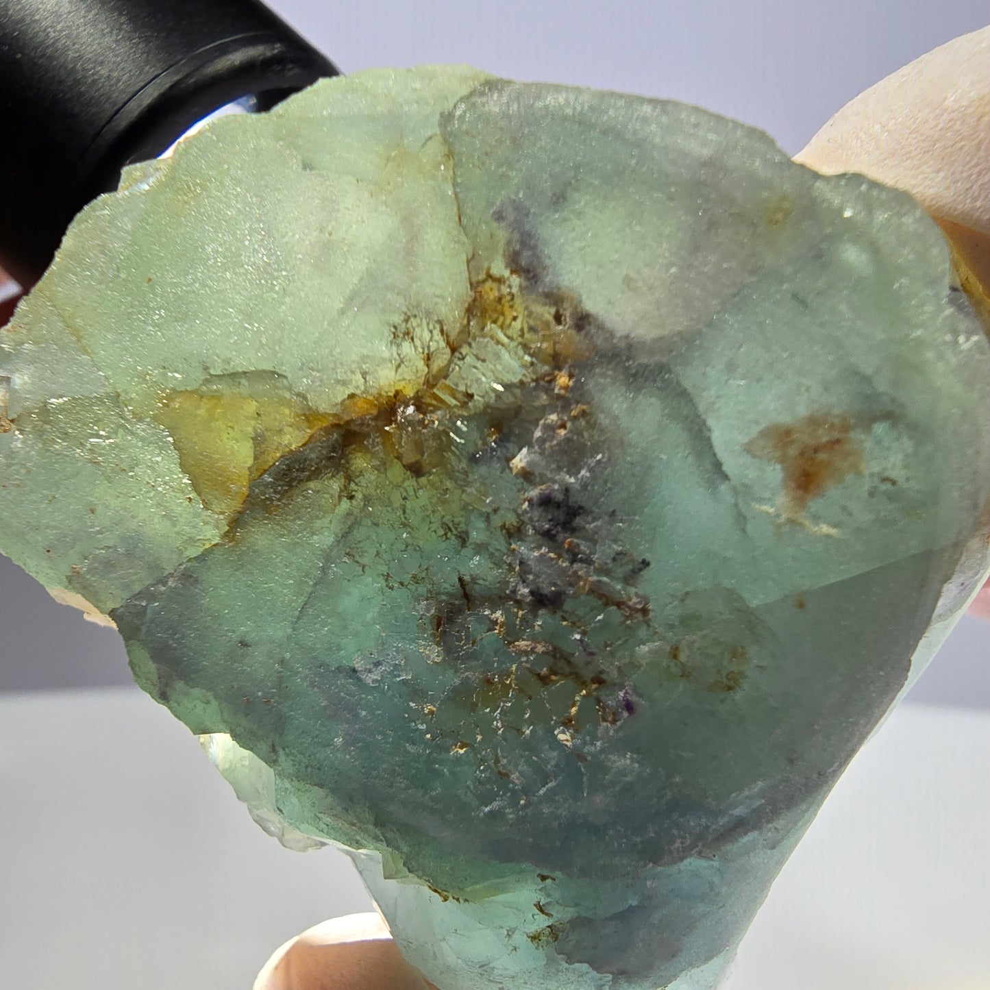 Rare spécimen de cube de fluorite fantôme, vert et blanc, Okorusu, Namibie, 61 x 51 x 34 mm