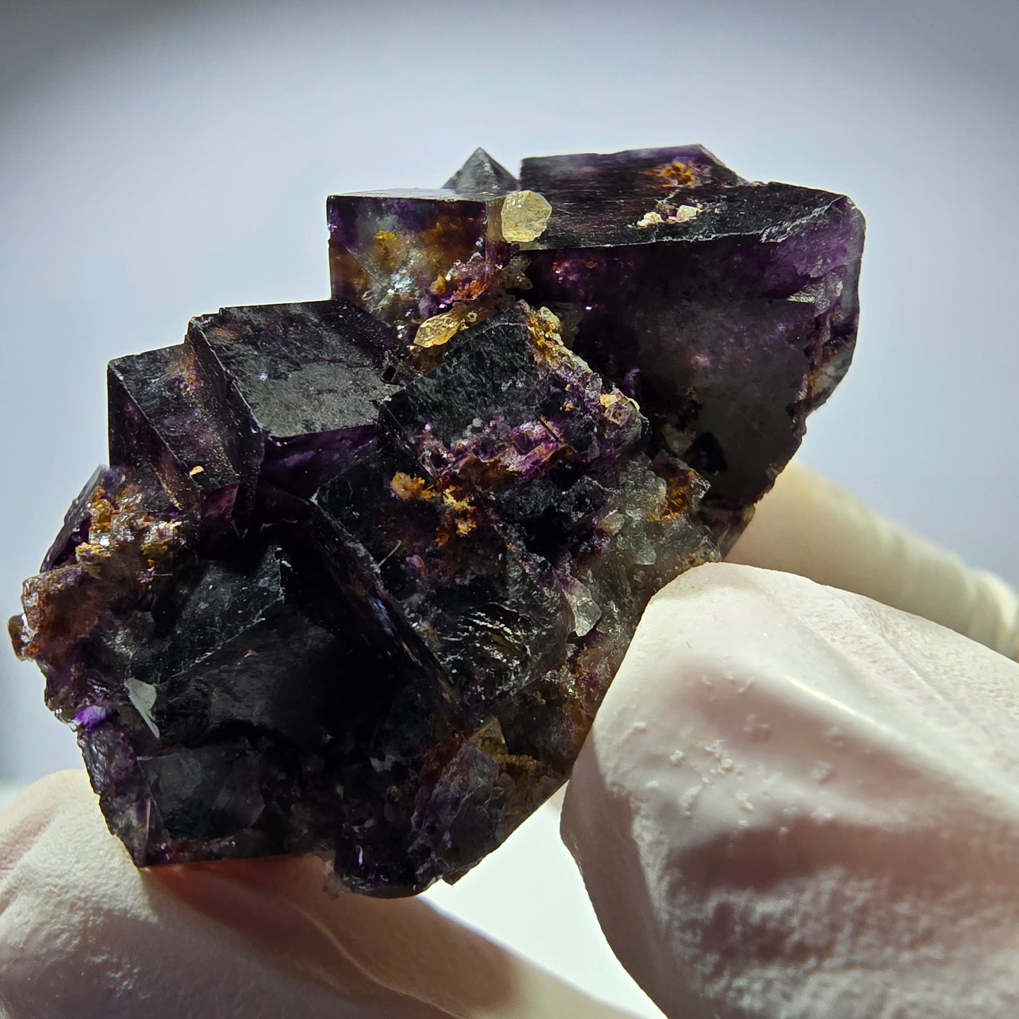 Rare spécimen de cube de fluorite fantôme, vert-violet, Okorusu, Namibie, 41 x 34 x 24 mm