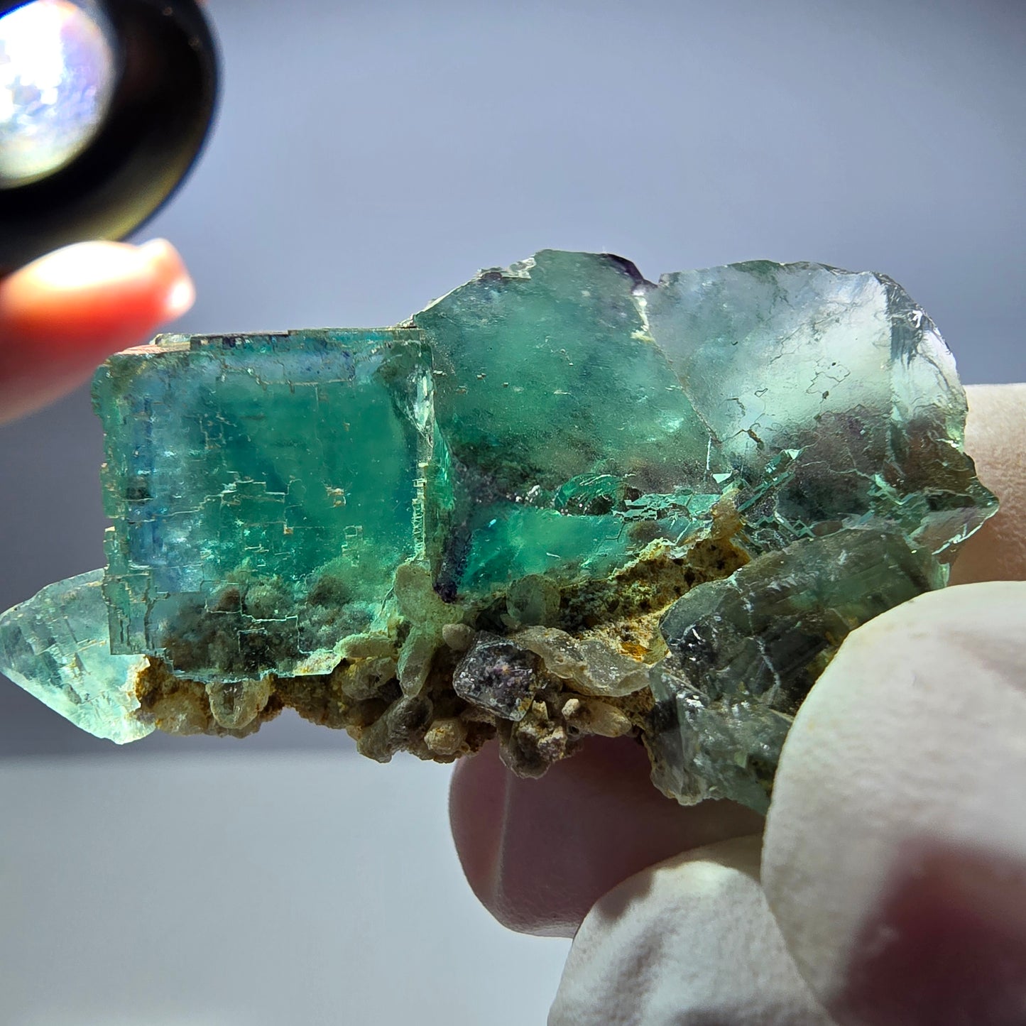 Rare spécimen de cube de fluorite fantôme, parqueté vert Okorusu, Namibie, 42 x 30 x 18 mm