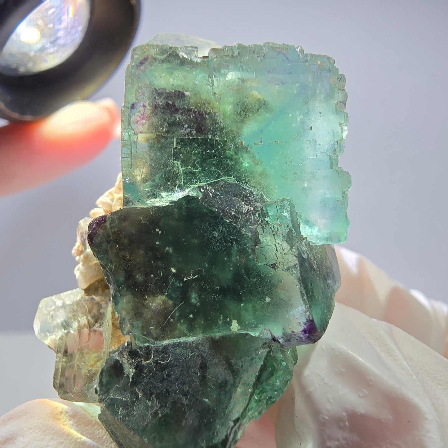 Rare spécimen de cube de fluorite fantôme, parqueté vert Okorusu, Namibie, 42 x 30 x 18 mm