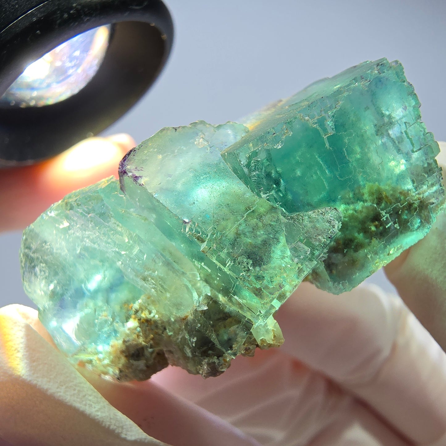 Rare spécimen de cube de fluorite fantôme, parqueté vert Okorusu, Namibie, 42 x 30 x 18 mm