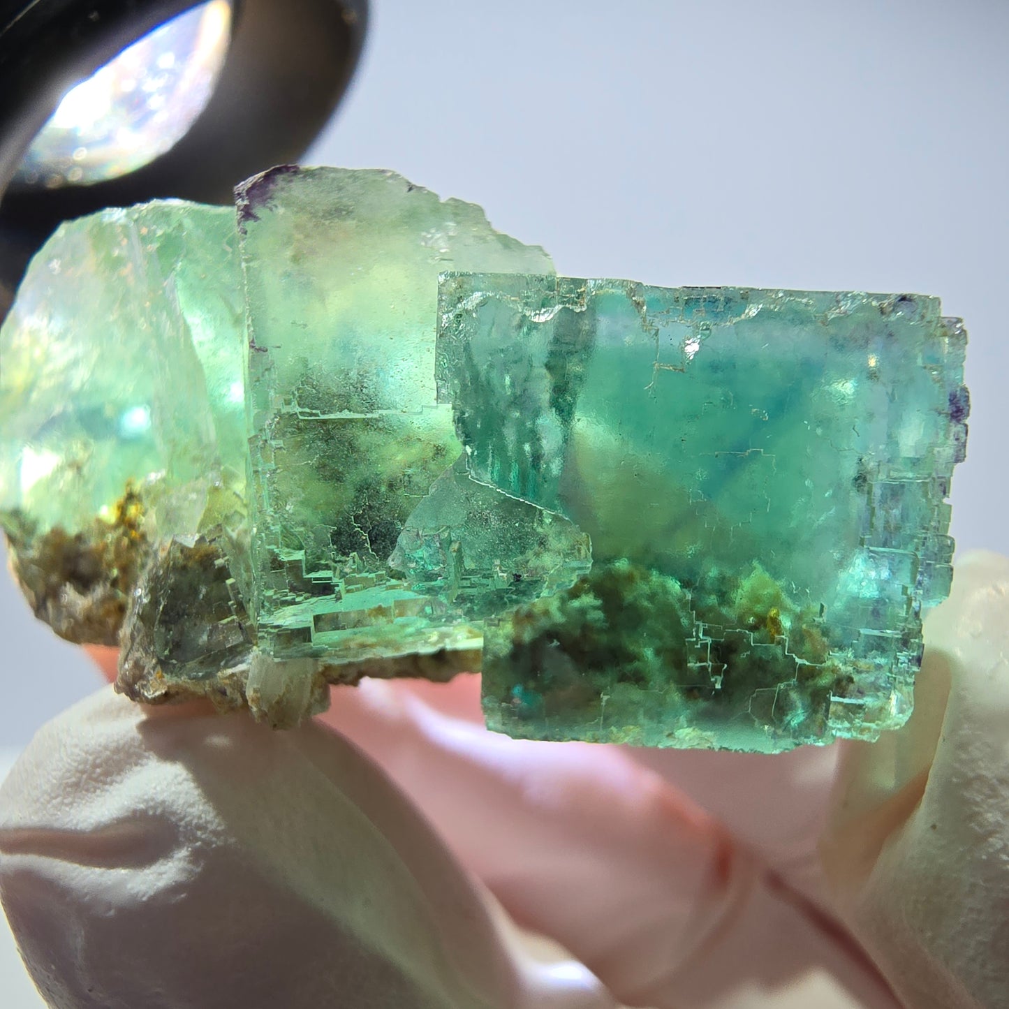Rare spécimen de cube de fluorite fantôme, parqueté vert Okorusu, Namibie, 42 x 30 x 18 mm